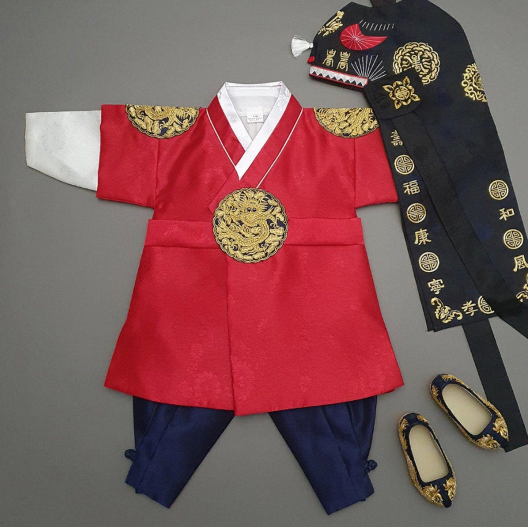 Hyungoon Gold Embroidery Red Boy Hanbok (100D-10YR) - Native Korean