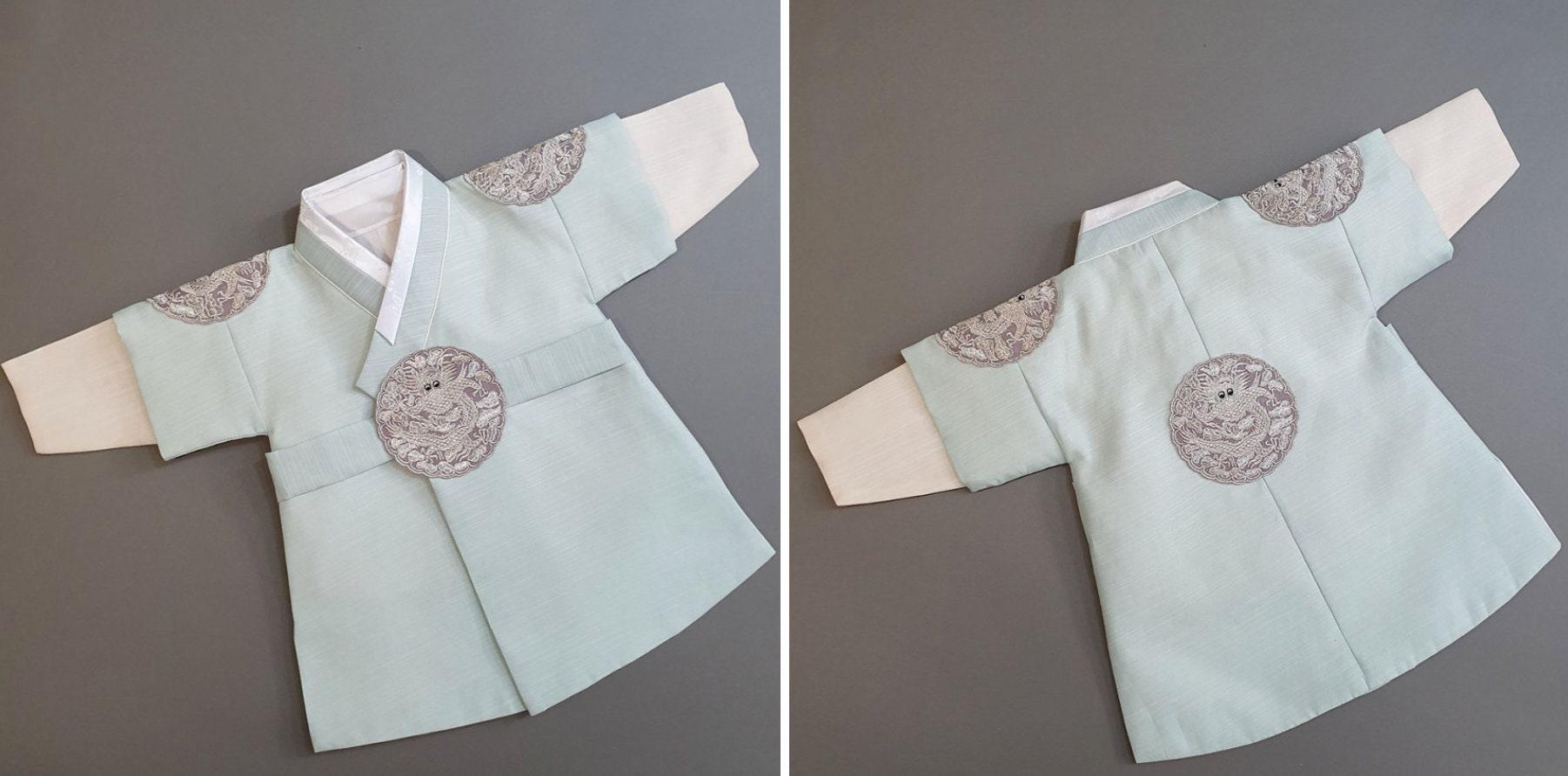 Hyungoon Gray Embroidery Mint Boy Hanbok (100D-10YR) - Native Korean