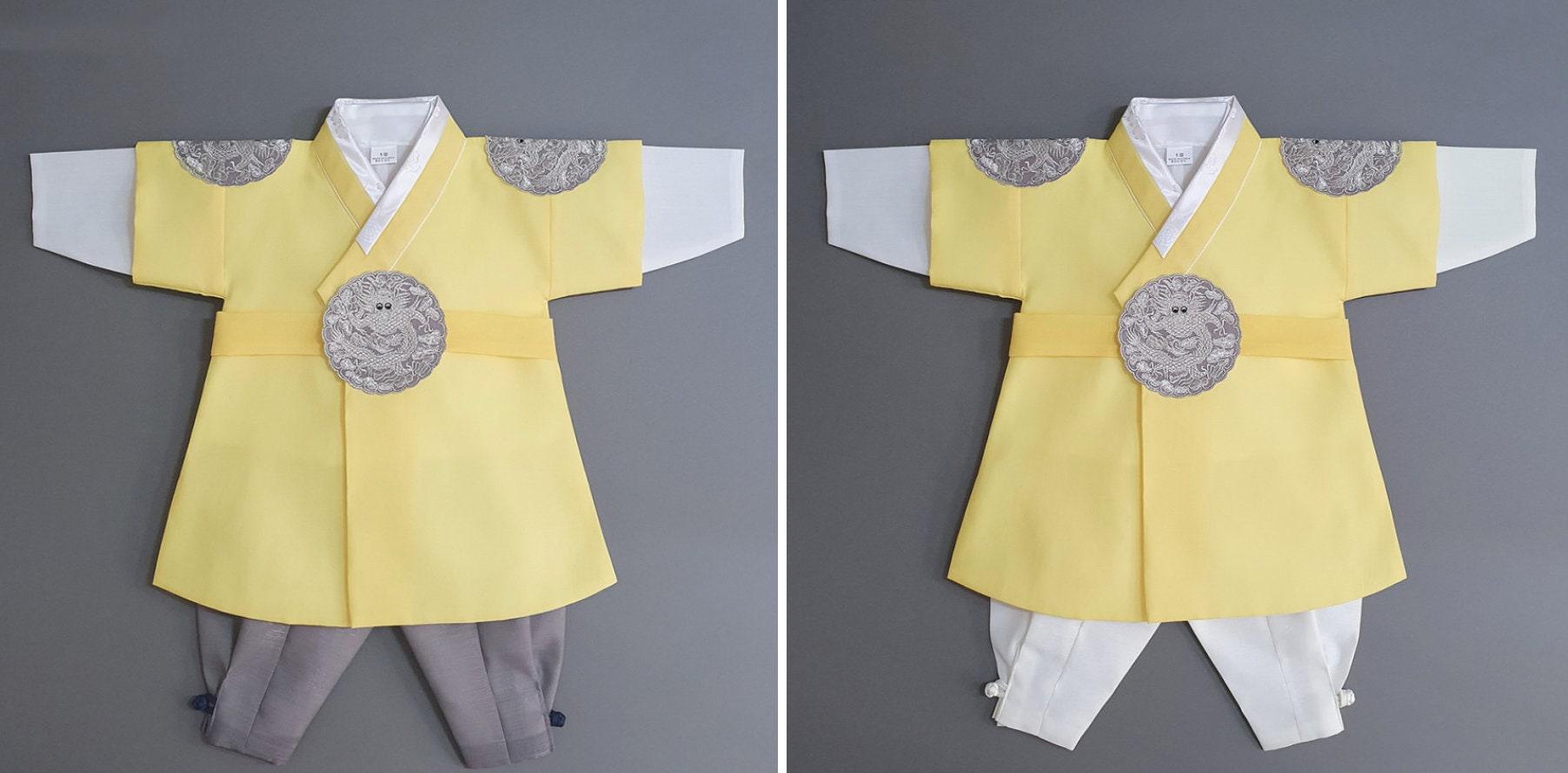 Hyungoon Gray Embroidery Yellow Boy Hanbok (100D-10YR) - Native Korean