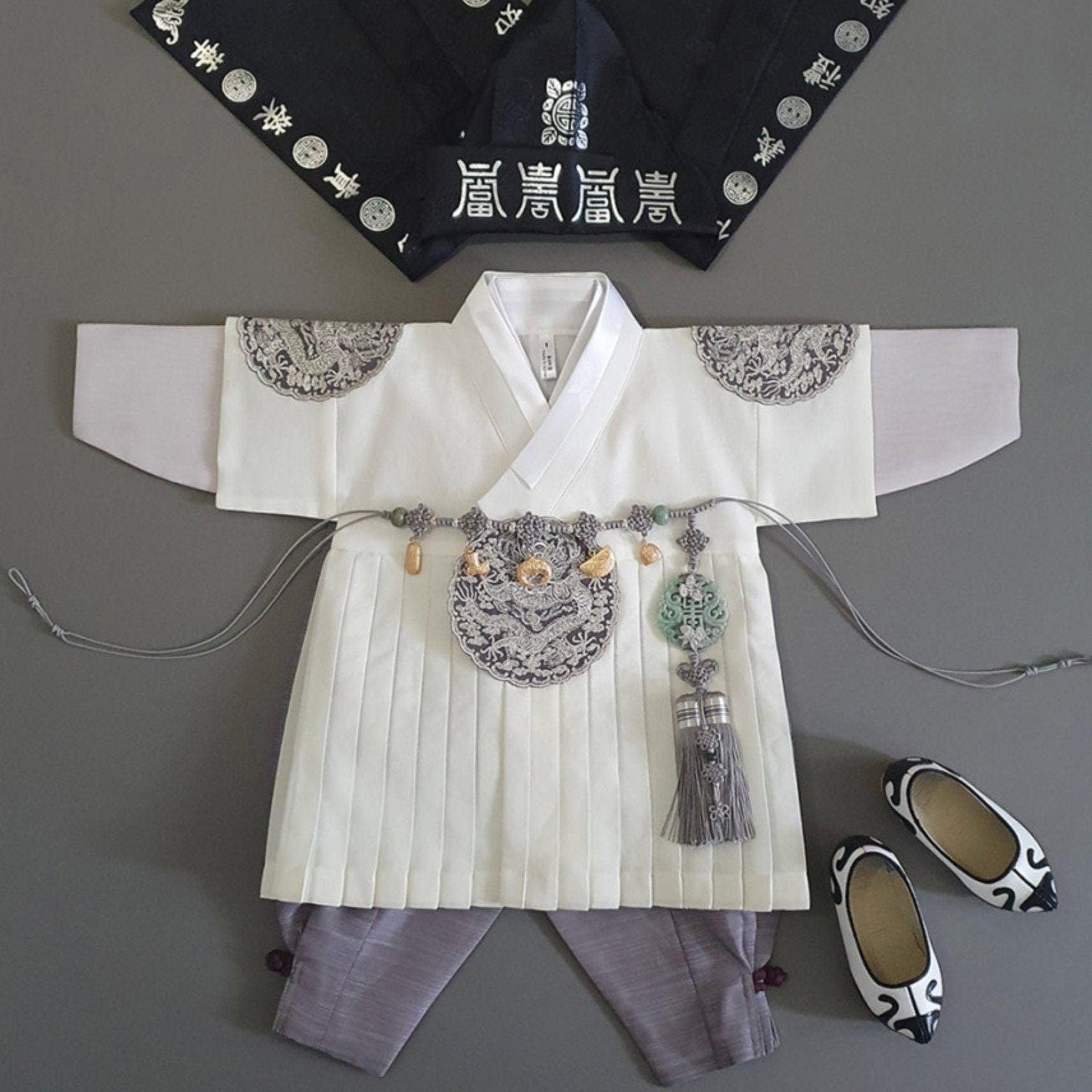 Hyungoon Pleated Ivory Boy Hanbok(100D-1YR) - Native Korean