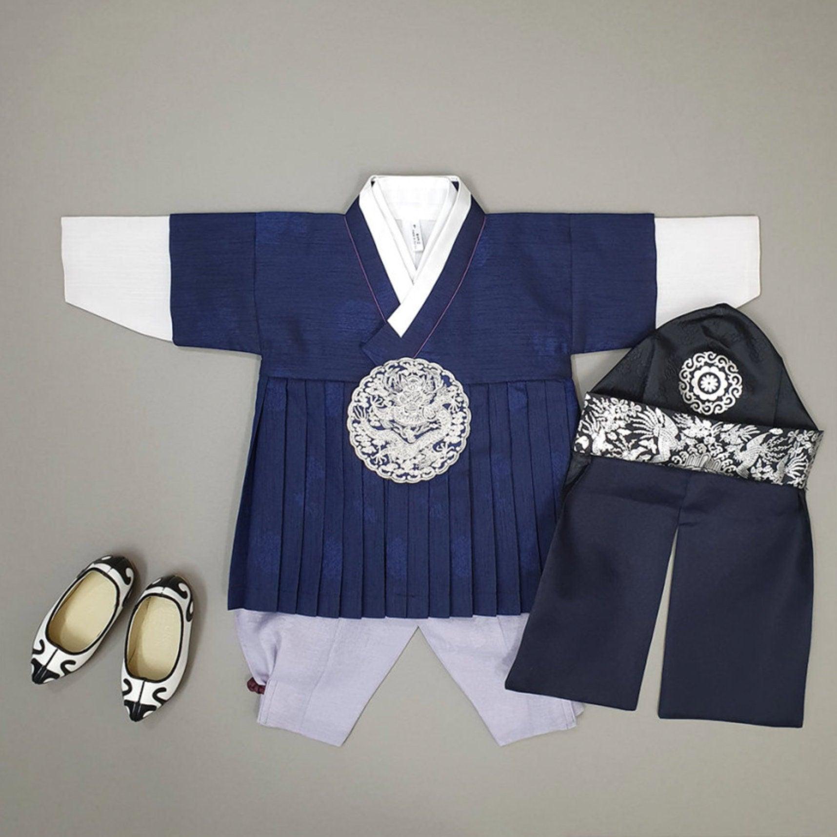 Hyungoon Pleated Navy Boy Hanbok (100D-8YR) - Native Korean