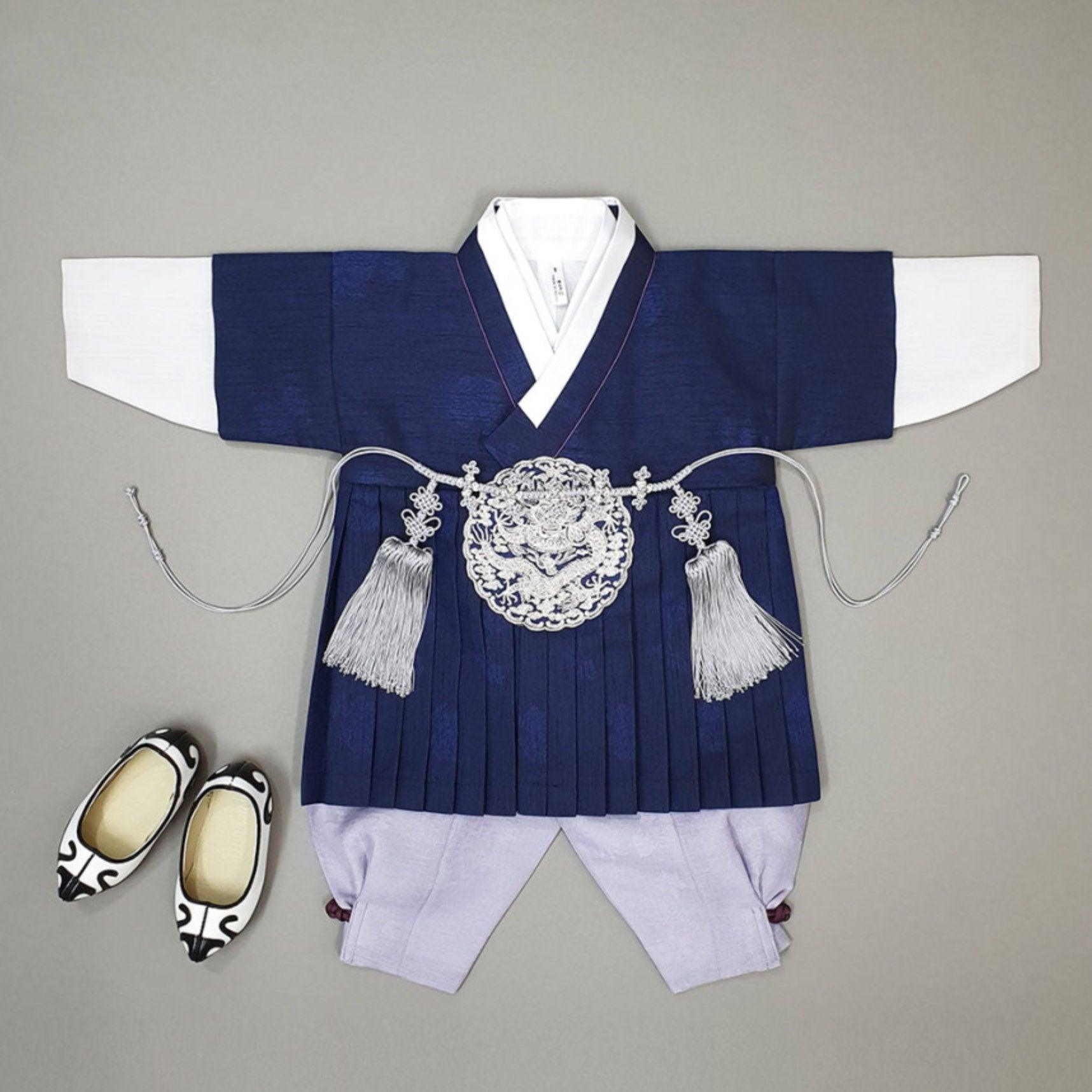 Hyungoon Pleated Navy Boy Hanbok (100D-8YR) - Native Korean