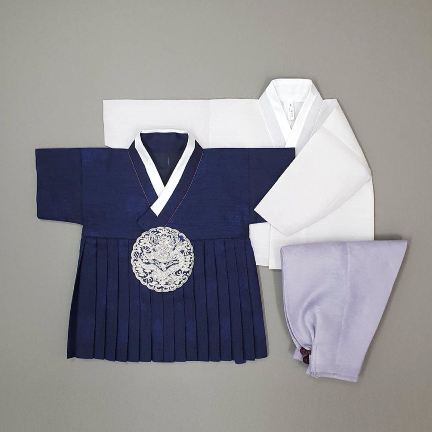 Hyungoon Pleated Navy Boy Hanbok (100D-8YR) - Native Korean