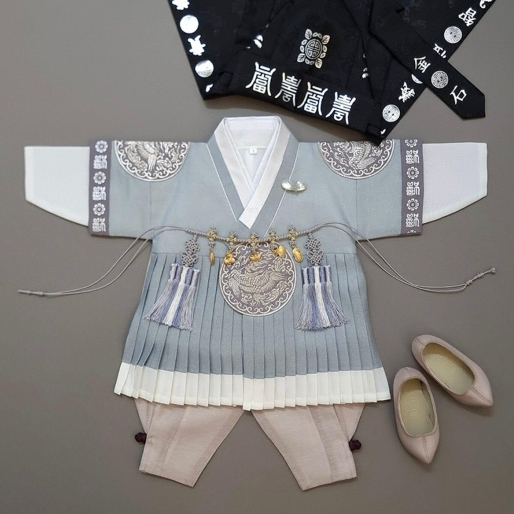 Hyungoon Pleated Two-tone Sky Boy Hanbok (100D-9YR) - Native Korean