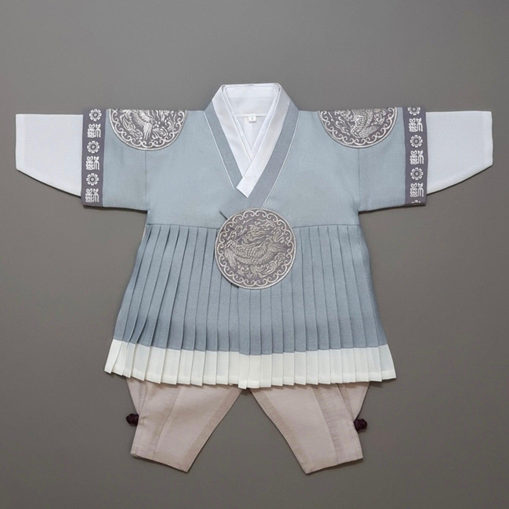 Hyungoon Pleated Two-tone Sky Boy Hanbok (100D-9YR) - Native Korean