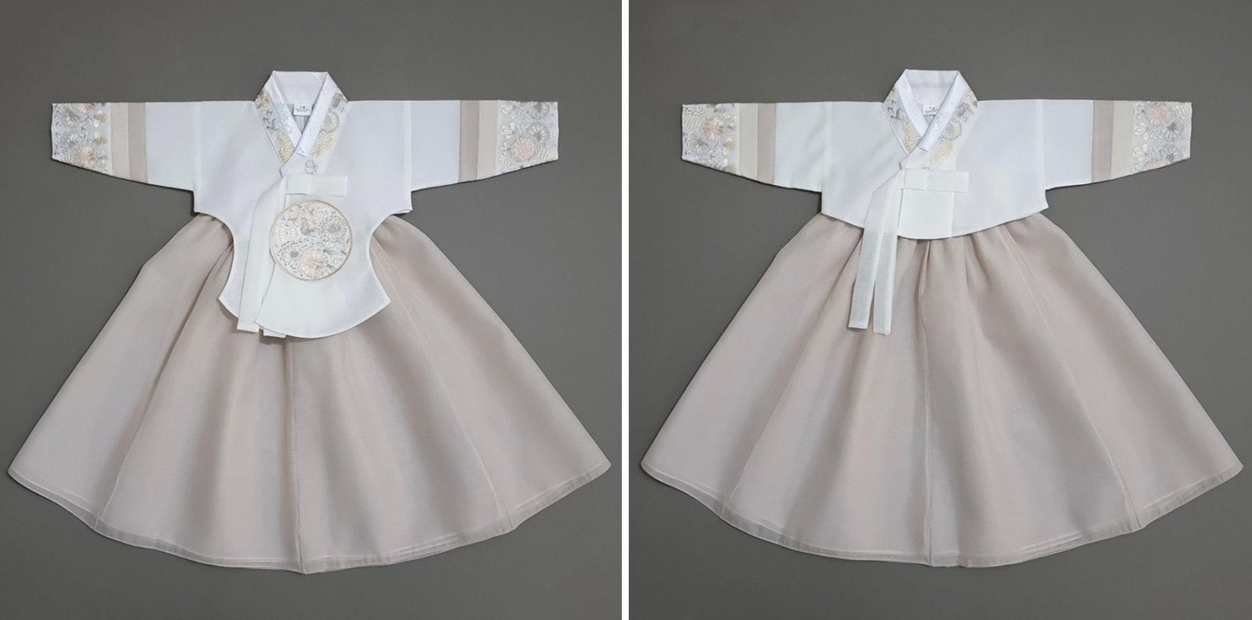 Hyunji Beige Girl Hanbok (100D-15YR) - Native Korean