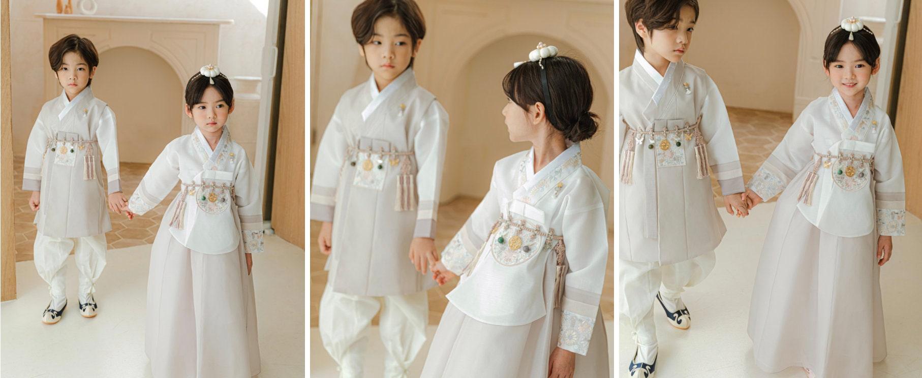 Hyunji Dangeui Beige Skirt Girl Hanbok (100D-15YR) - Native Korean