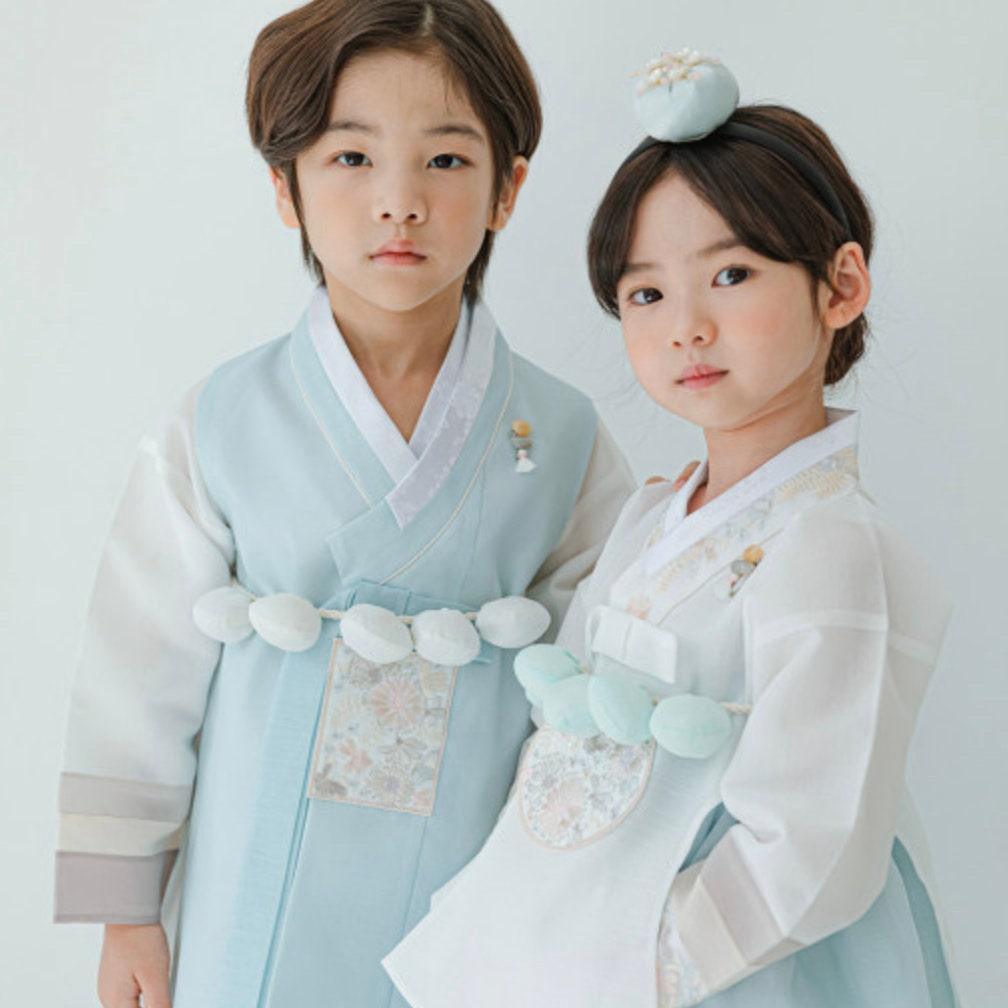 Hyunji Dangeui-Sky Skirt Girl Hanbok (100D-15YR) - Native Korean