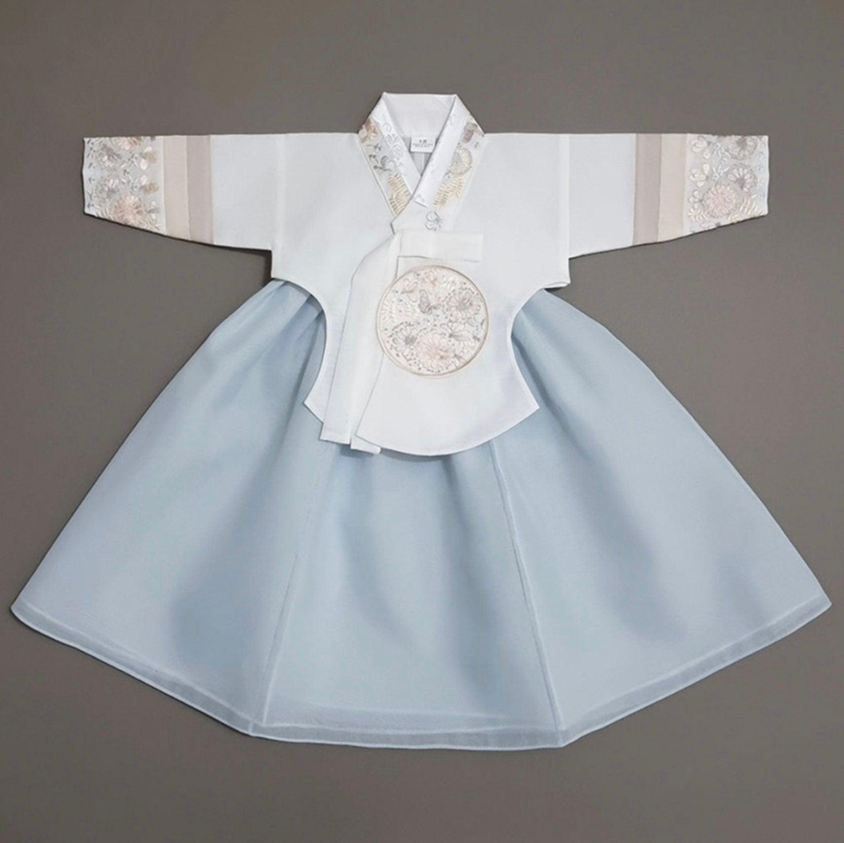 Hyunji Dangeui-Sky Skirt Girl Hanbok (100D-15YR) - Native Korean