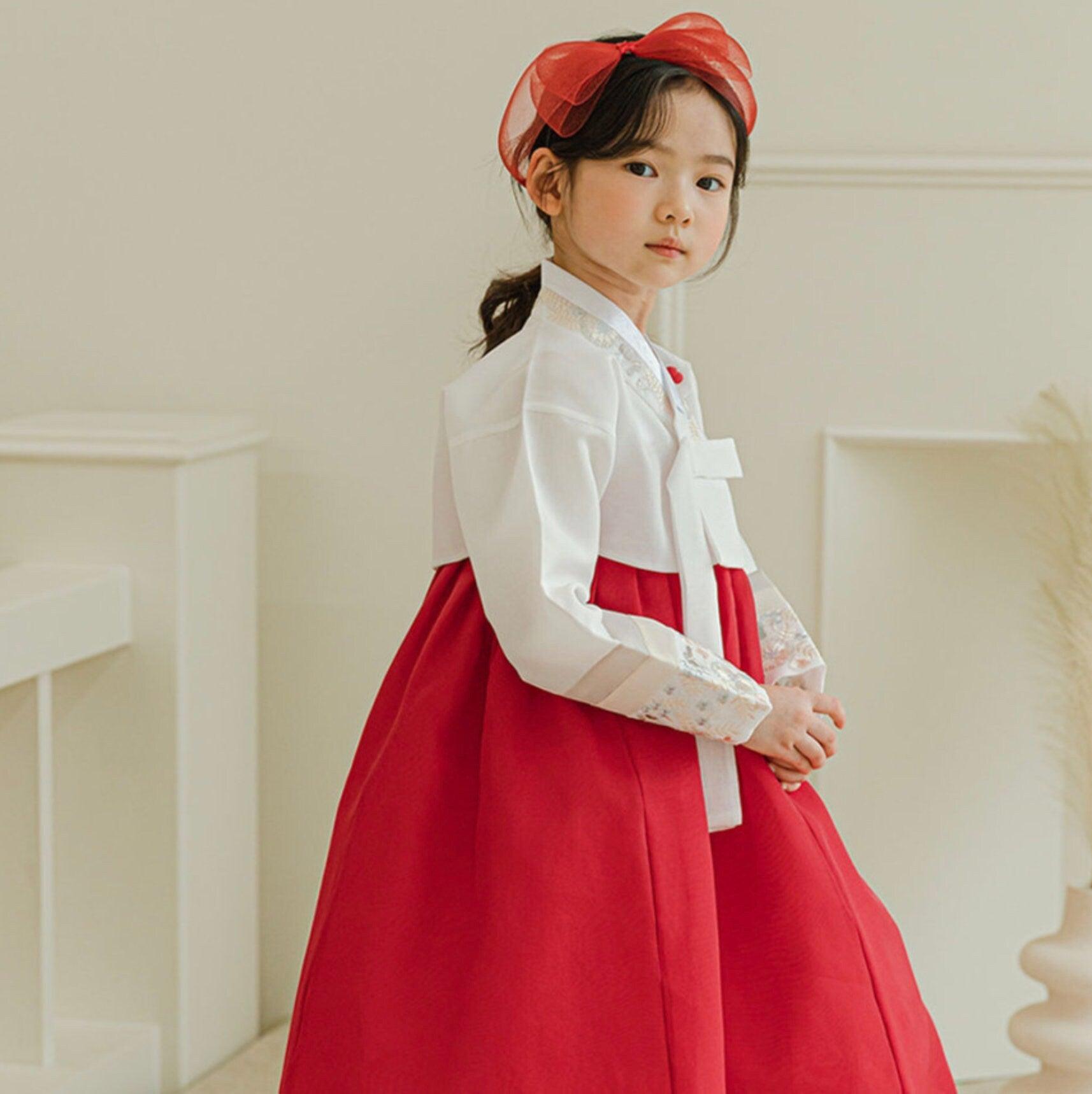 Hyunji Jeogori Red Girl Hanbok (100D-15YR) - Native Korean