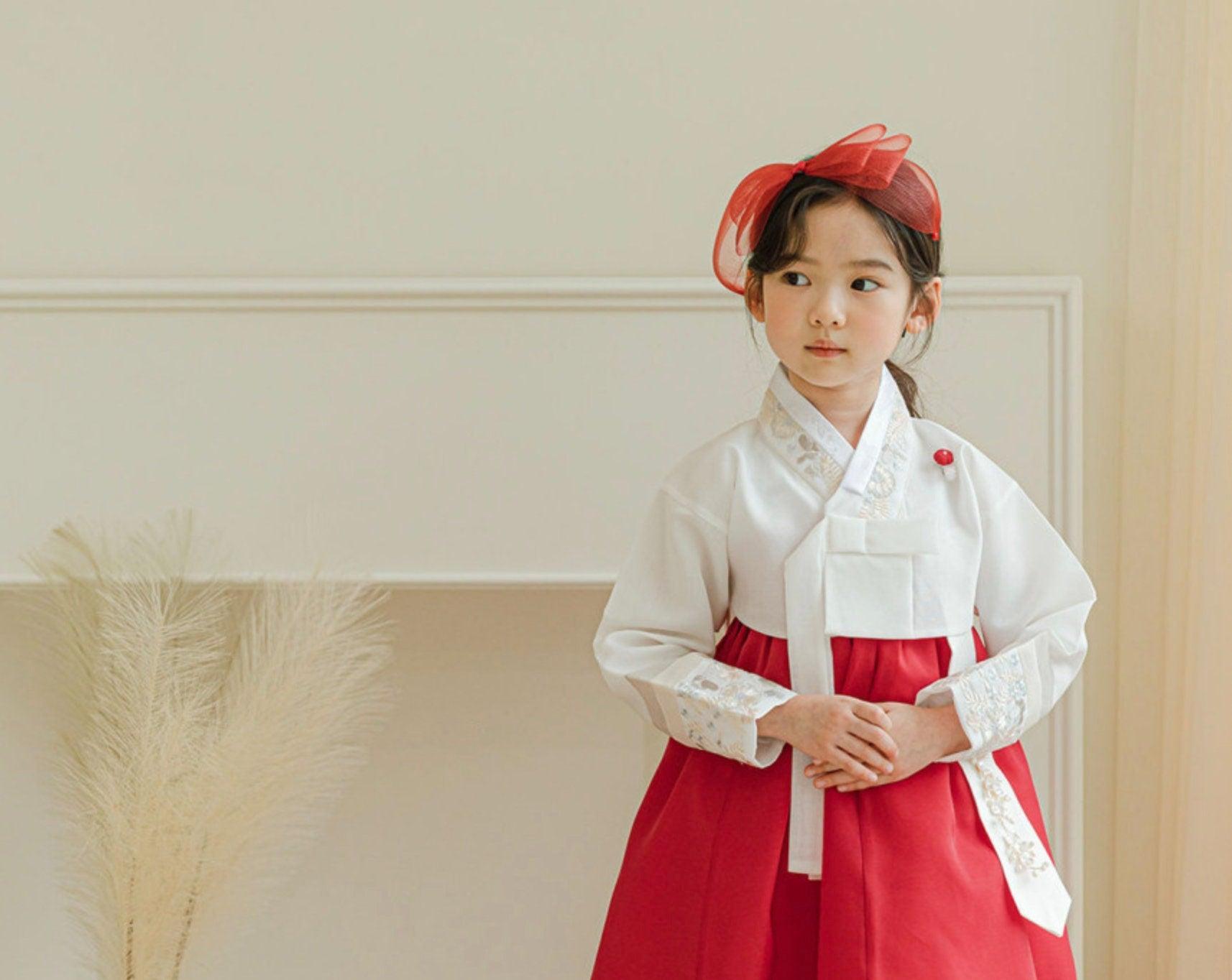 Hyunji Jeogori Red Girl Hanbok (100D-15YR) - Native Korean