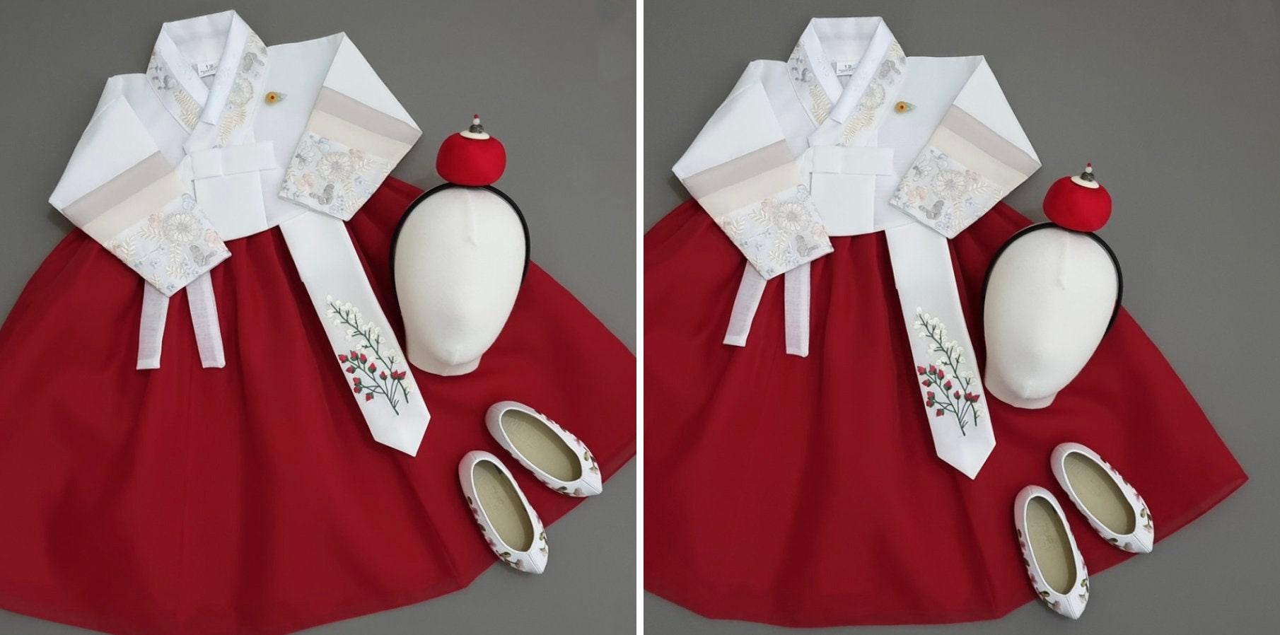 Hyunji Red Girl Hanbok (100D-15YR) - Native Korean