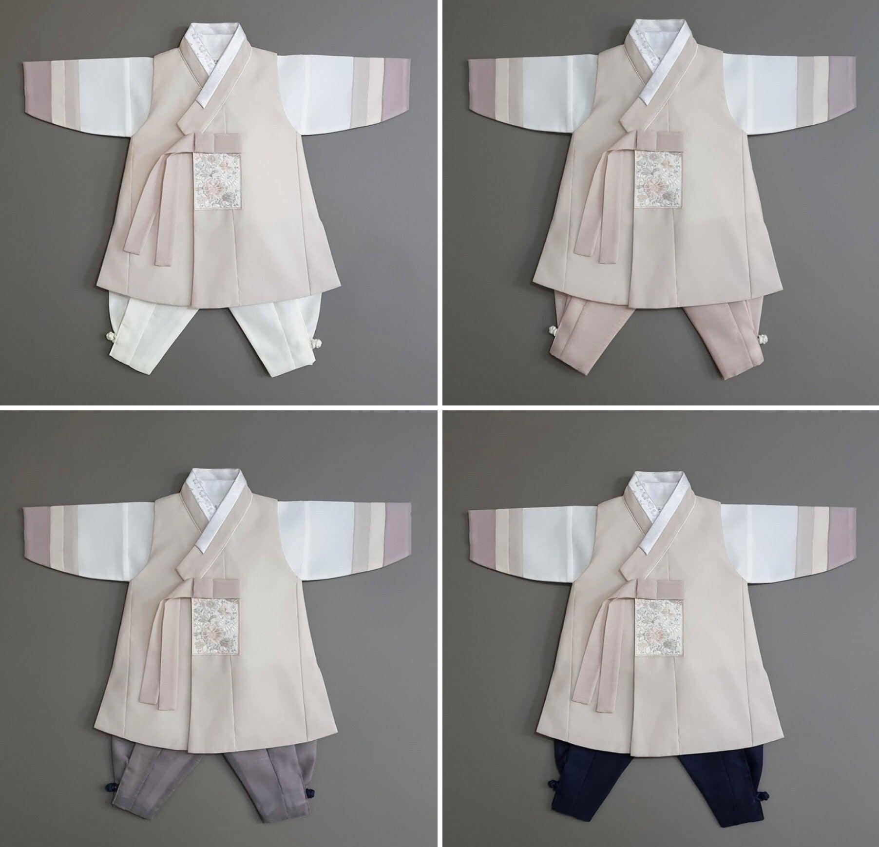 Hyunsoo Beige Stripe Boy Hanbok (100D-10YR) - Native Korean