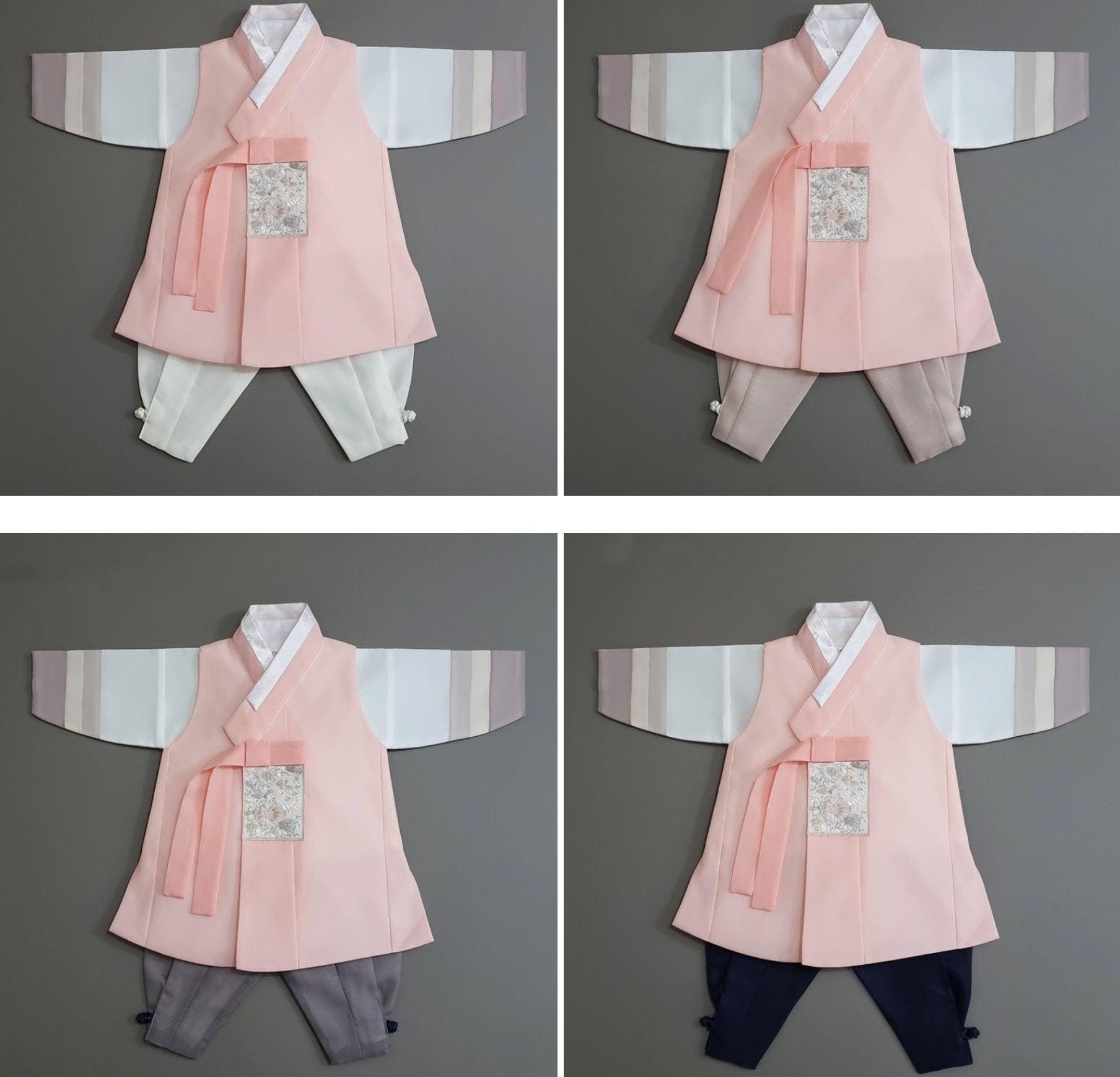 Hyunsoo Coral Stripe Boy Hanbok (100D-10YR) - Native Korean