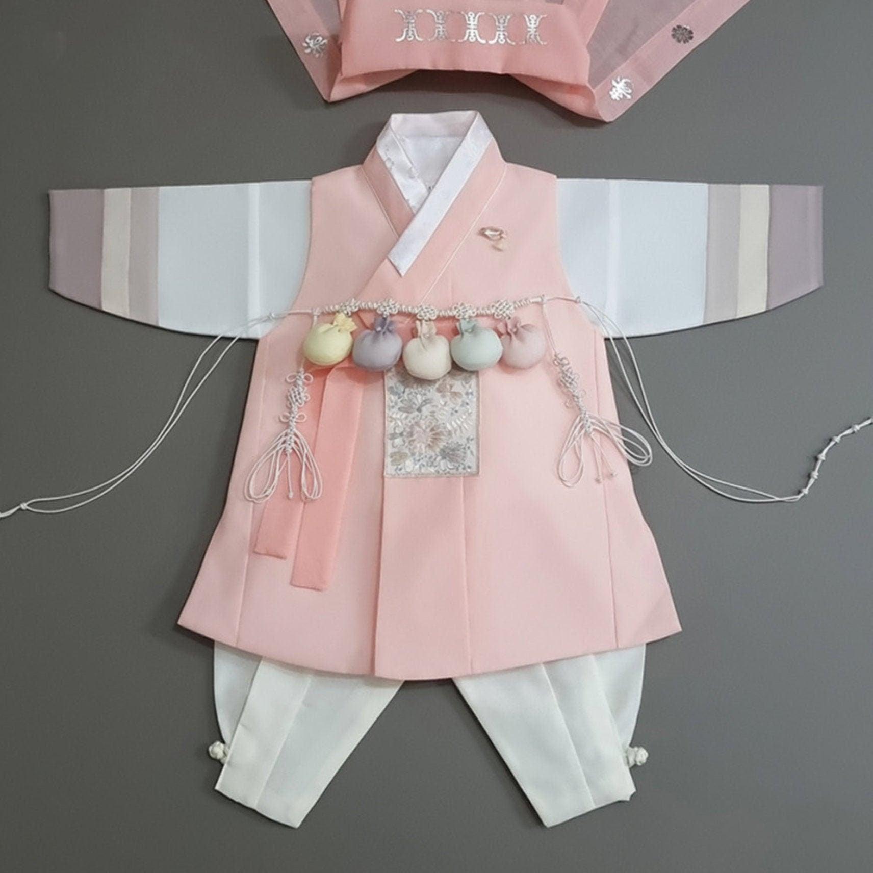 Hyunsoo Coral Stripe Boy Hanbok (100D-10YR) - Native Korean