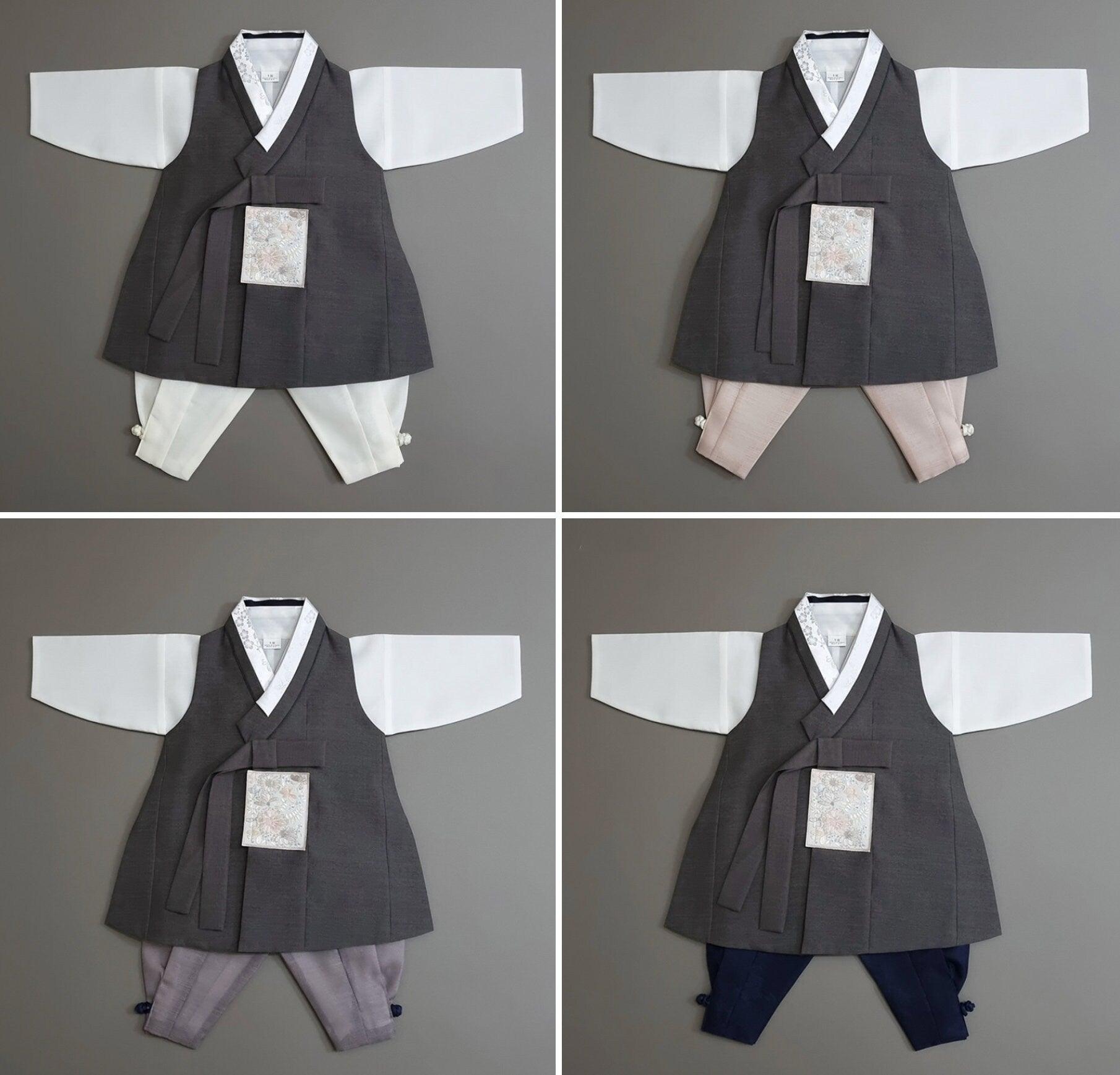 Hyunsoo Gray Solid Boy Hanbok (100D-10YR) - Native Korean