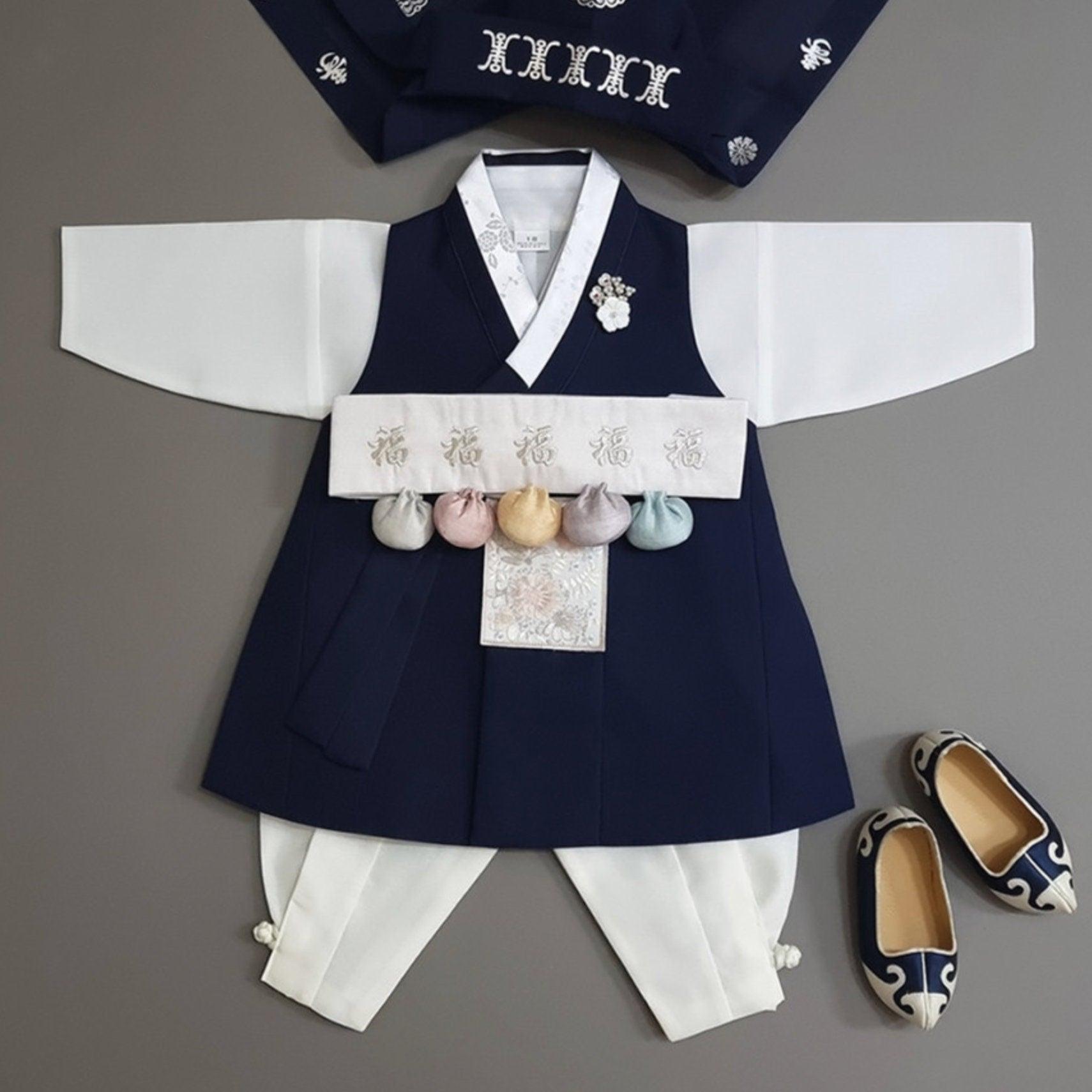 Hyunsoo Navy Solid Boy Hanbok (100D-15YR) - Native Korean