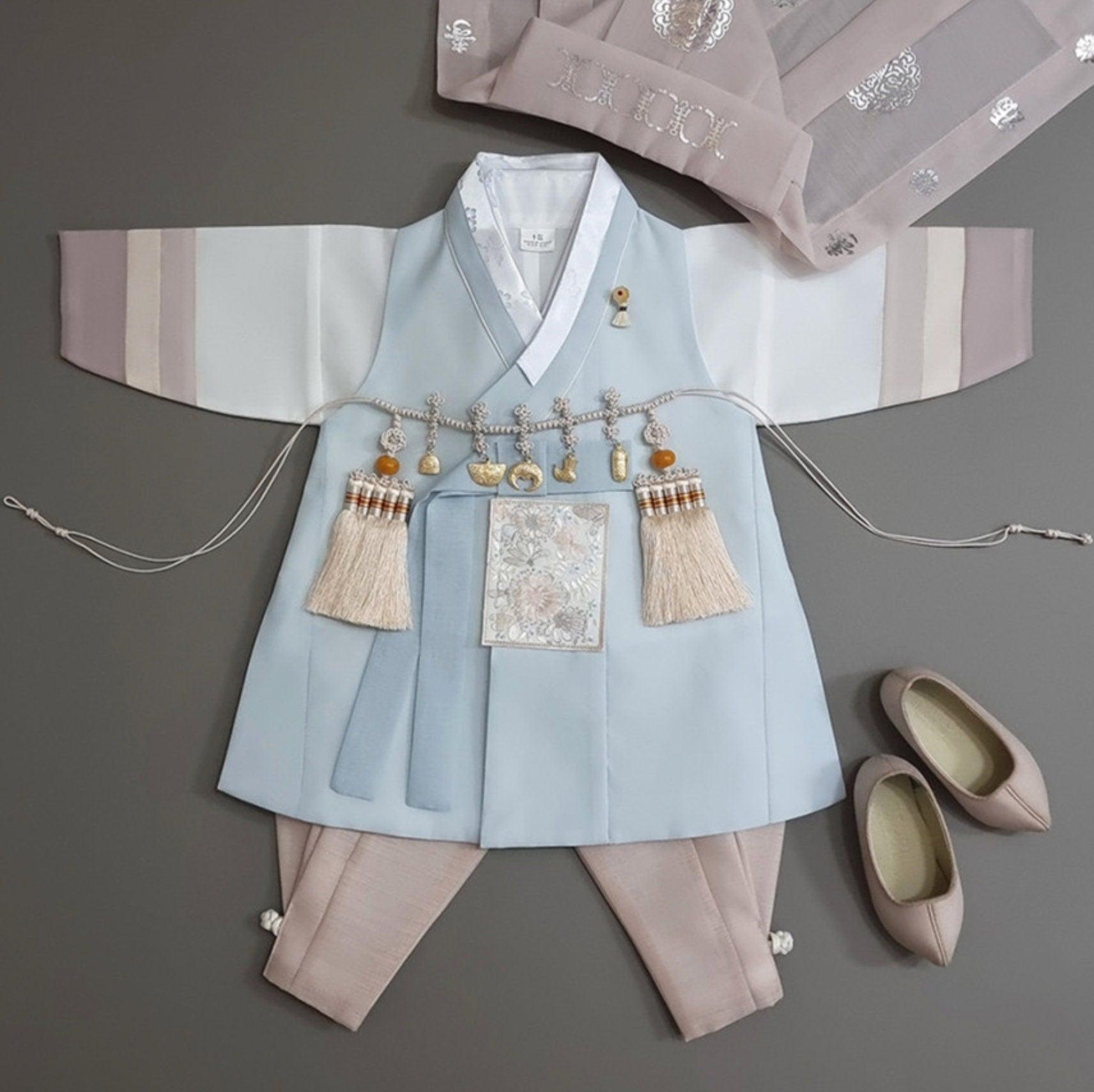 Hyunsoo Sky Stripe Boy Hanbok (100D-10YR) - Native Korean