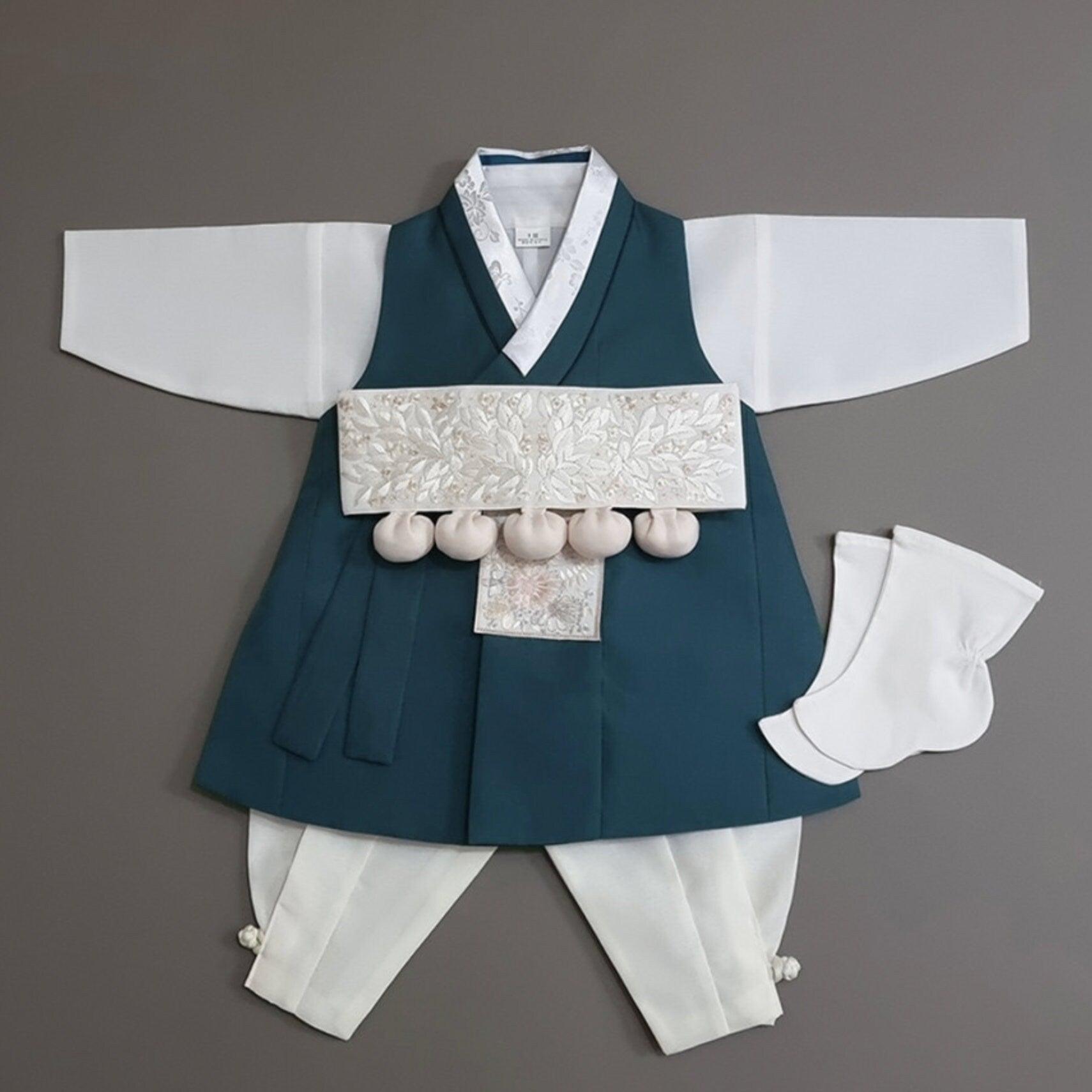 Hyunsoo Teal Solid Boy Hanbok (100D-10YR) - Native Korean