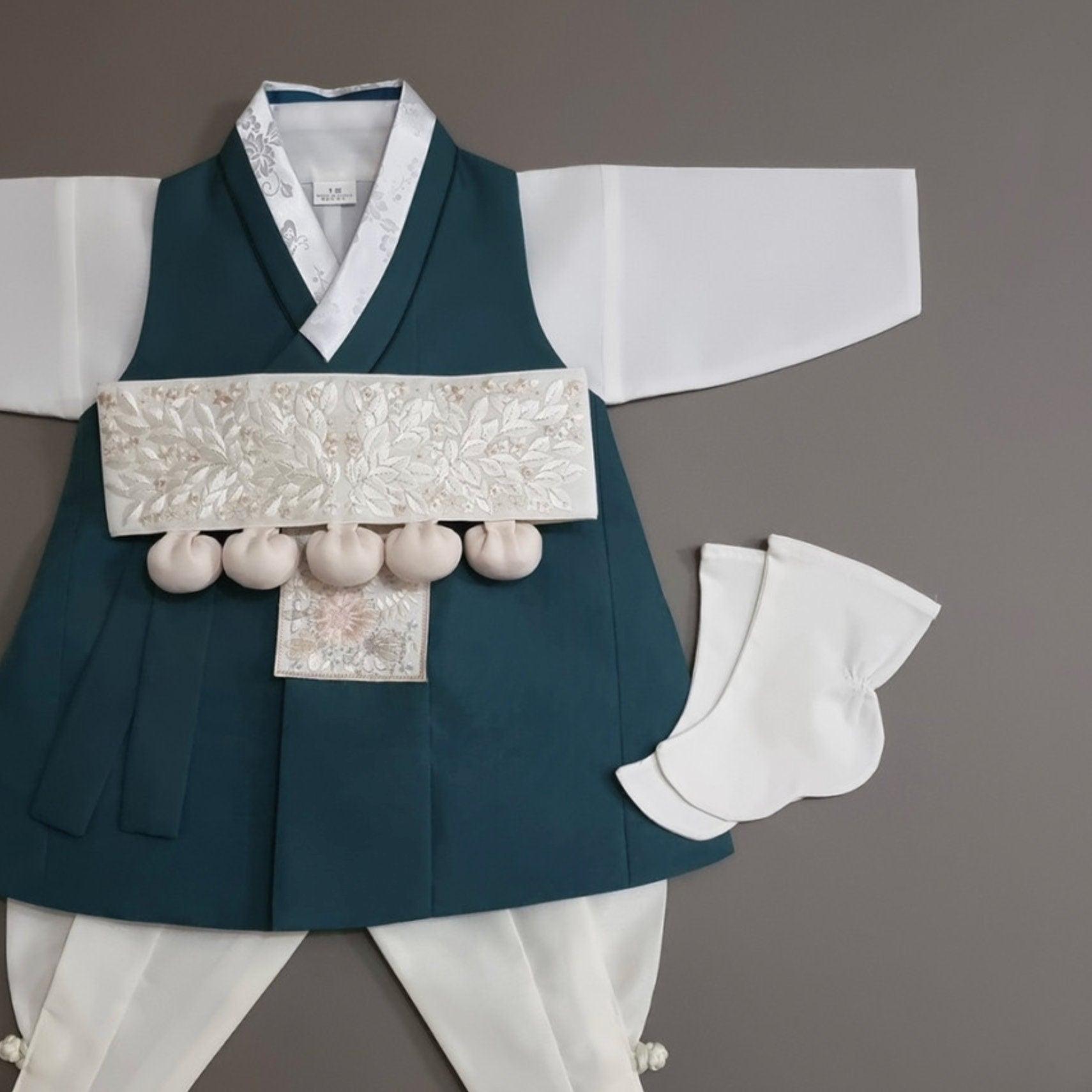 Hyunsoo Teal Solid Boy Hanbok (100D-10YR) - Native Korean