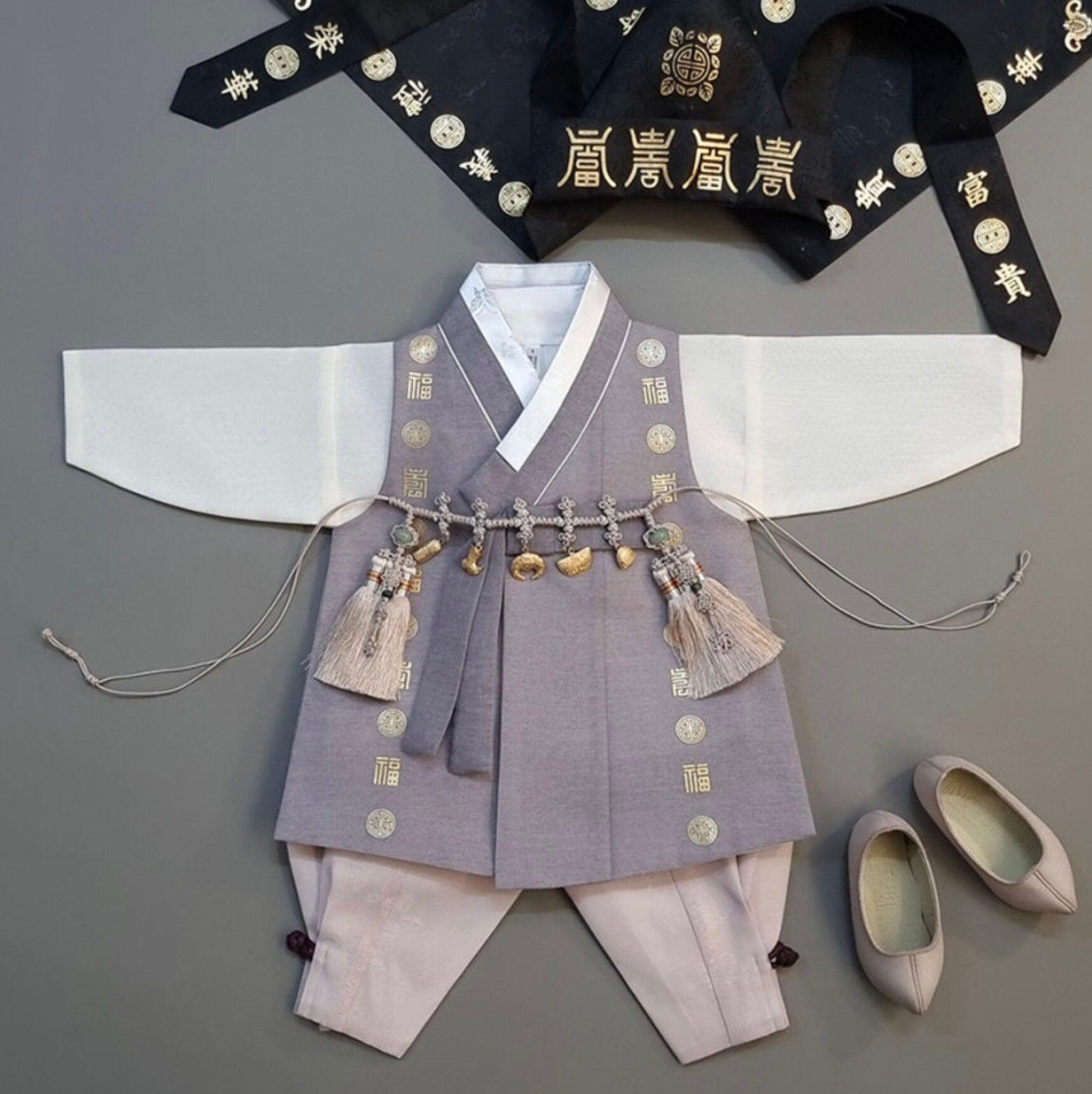 Hyunwoo Brown-gray Boy Hanbok (100D-12YR) - Native Korean