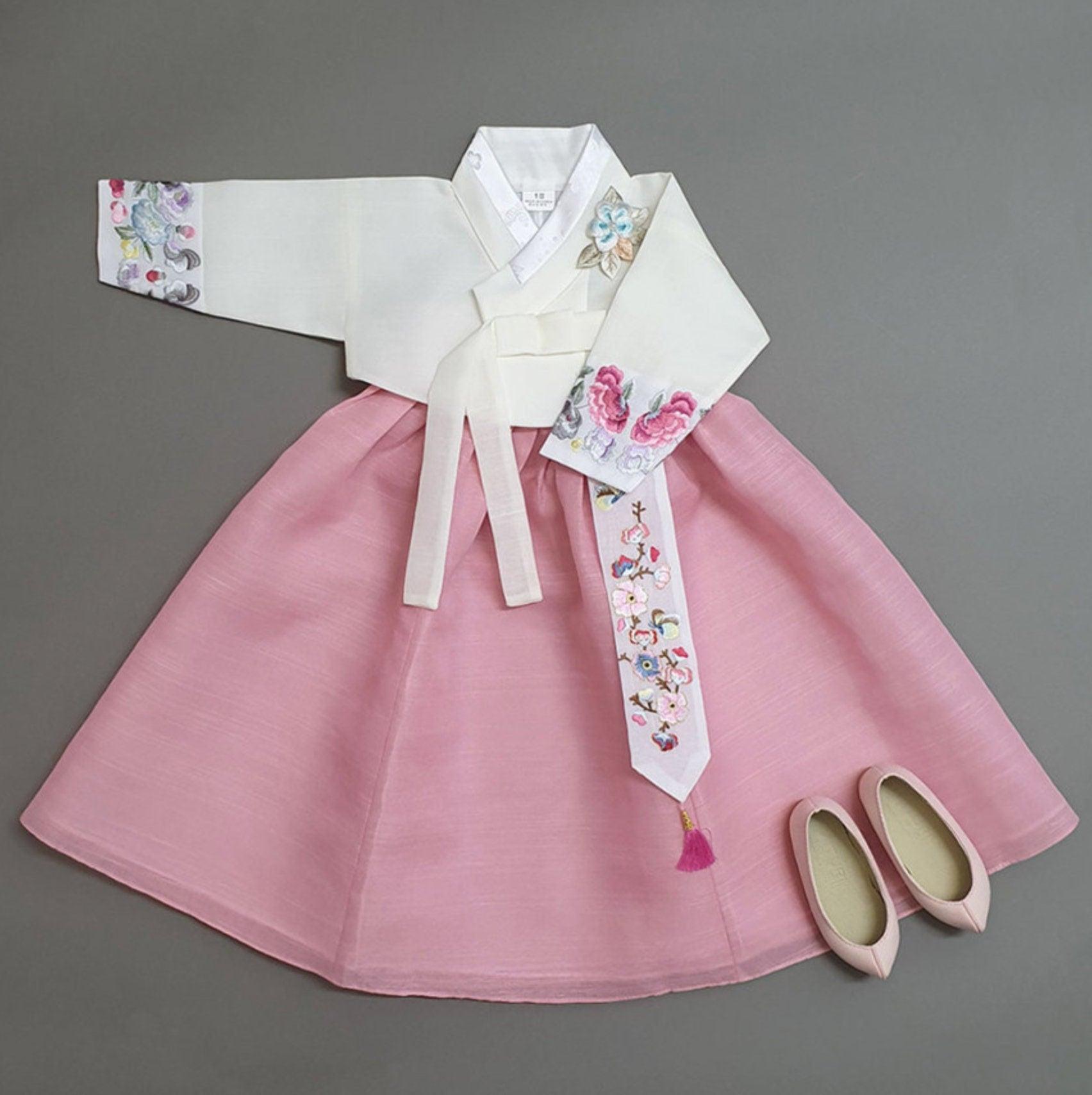 Yedong Embroidery Jeogori L.Pink Girl Hanbok (100D-15YR) - Native Korean