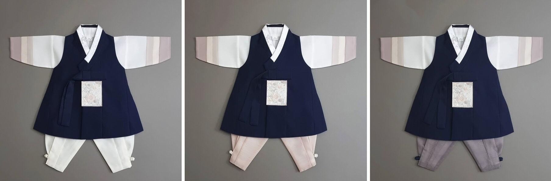 Hyunsoo Navy Stripe Boy Hanbok (100D-15YR) - Native Korean