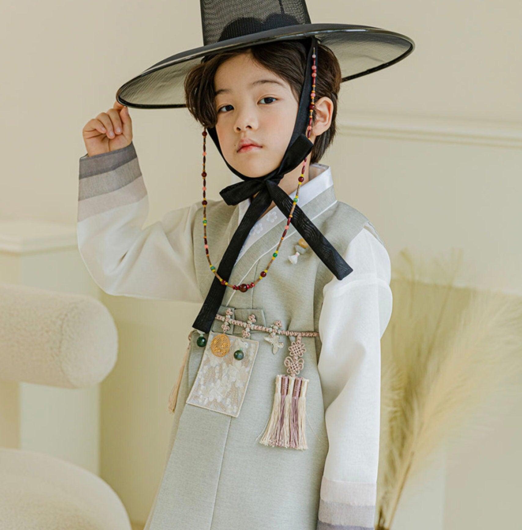 Yusin Khaki Stripe Boy Hanbok (100D-15YR) - Native Korean