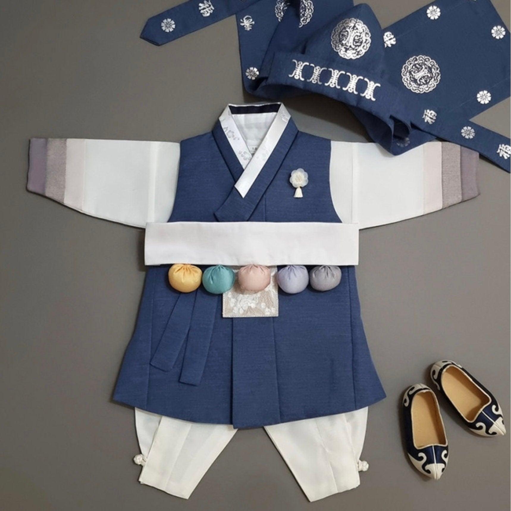 Yusin Blue Solid Boy Hanbok (100D-15YR) - Native Korean