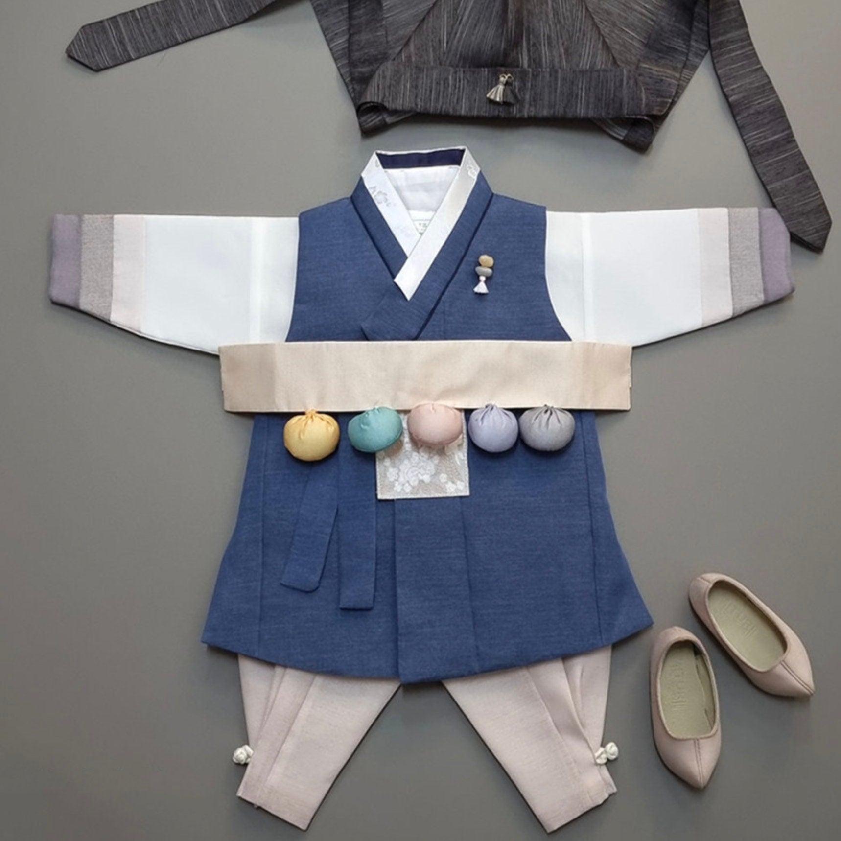 Yusin Blue Solid Boy Hanbok (100D-15YR) - Native Korean