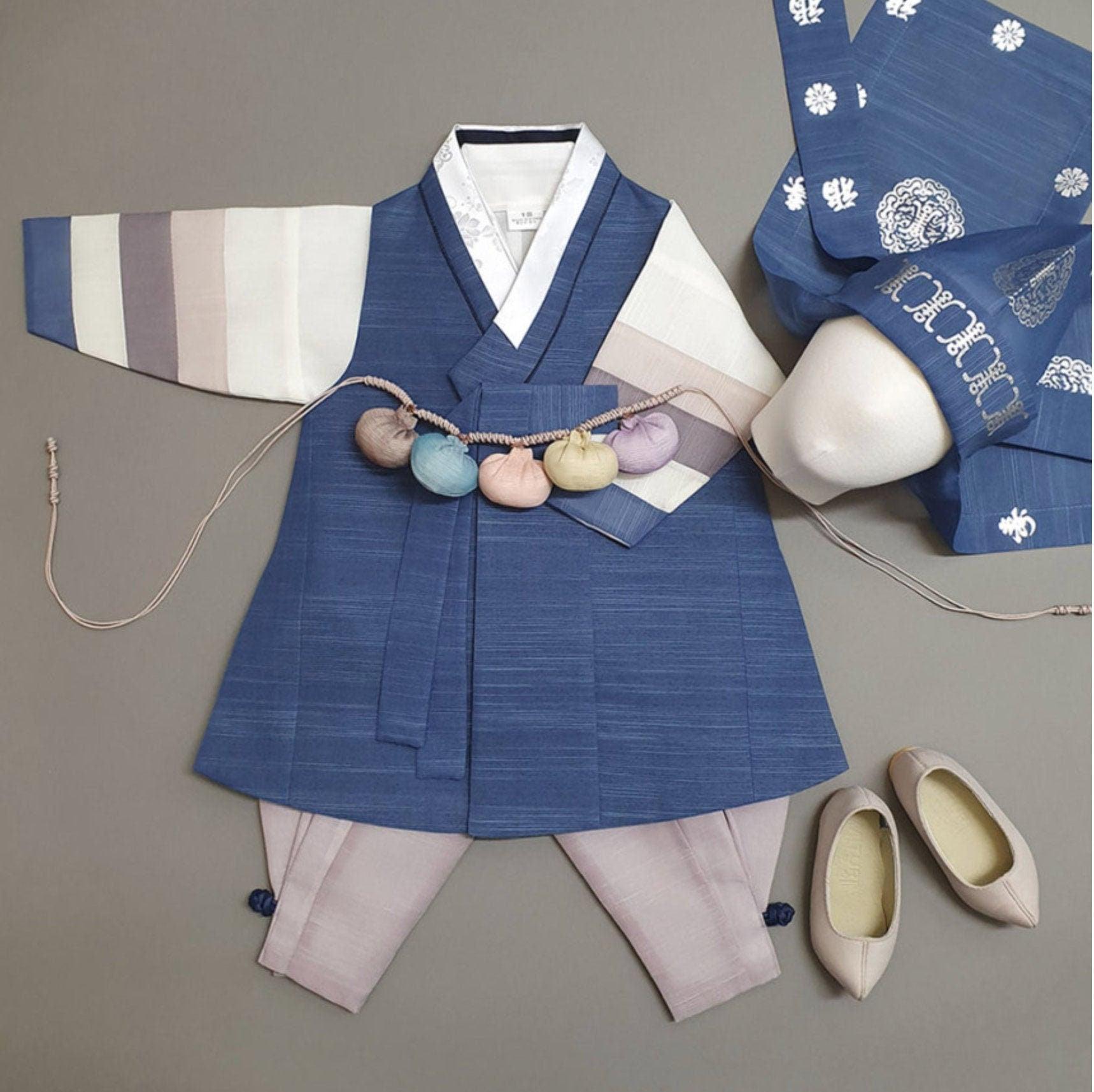 Indong Blue Stripe Boy Hanbok (100D-10YR) - Native Korean
