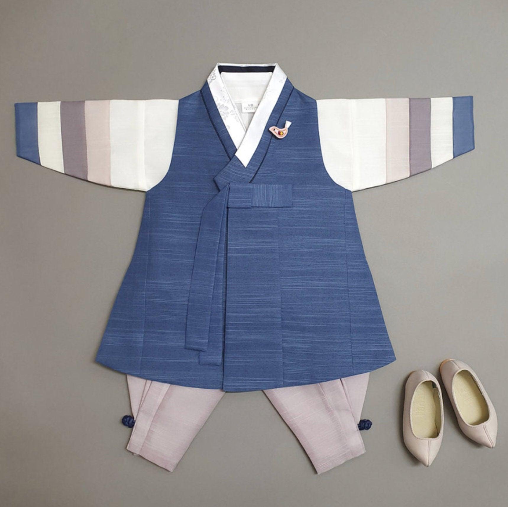 Indong Blue Stripe Boy Hanbok (100D-10YR) - Native Korean