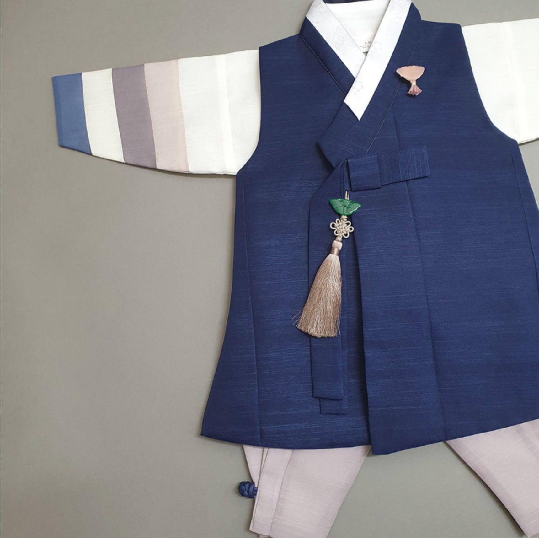 Indong Navy Stripe Boy Hanbok (100D-10YR) - Native Korean