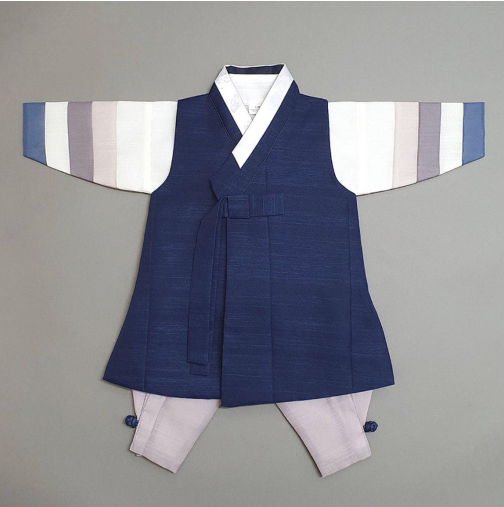 Indong Navy Stripe Boy Hanbok (100D-10YR) - Native Korean