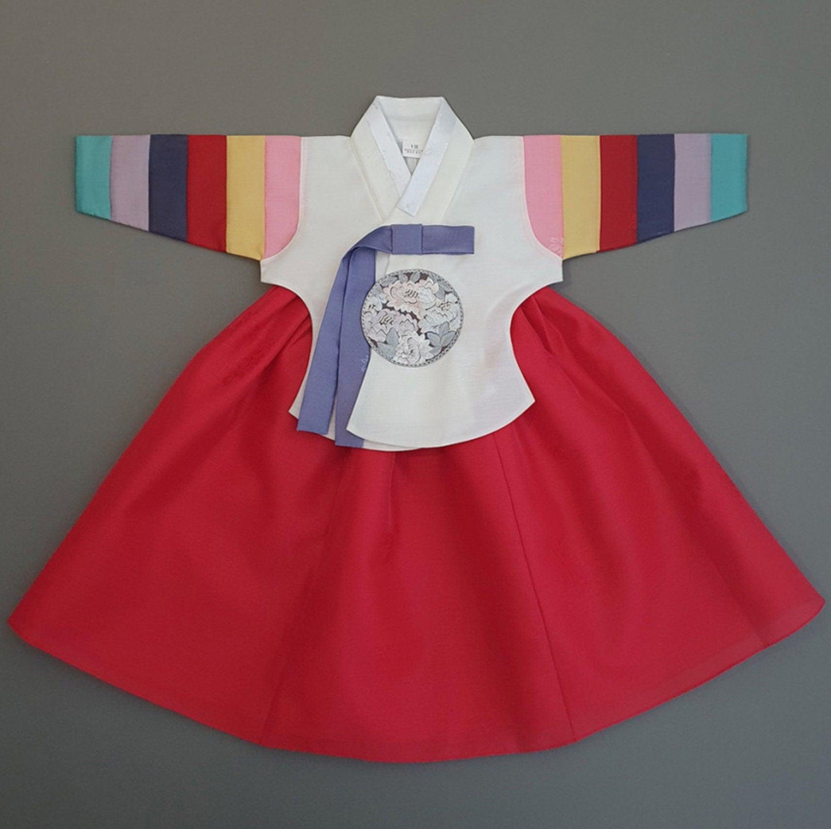 Jeongdam Ivory Red Girl Hanbok (100D-15YR) - Native Korean