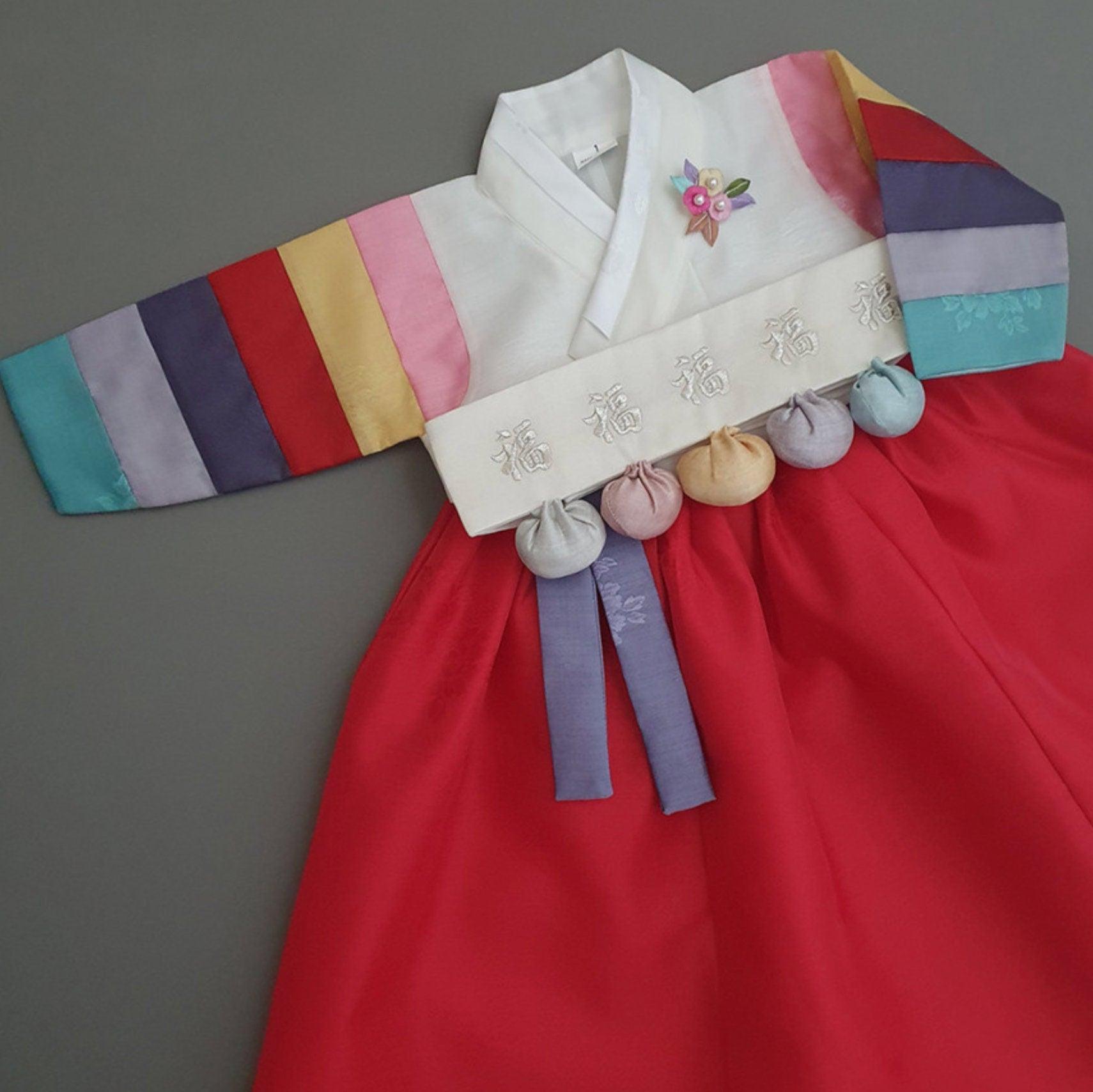 Jeongdam Ivory Red Girl Hanbok (100D-15YR) - Native Korean
