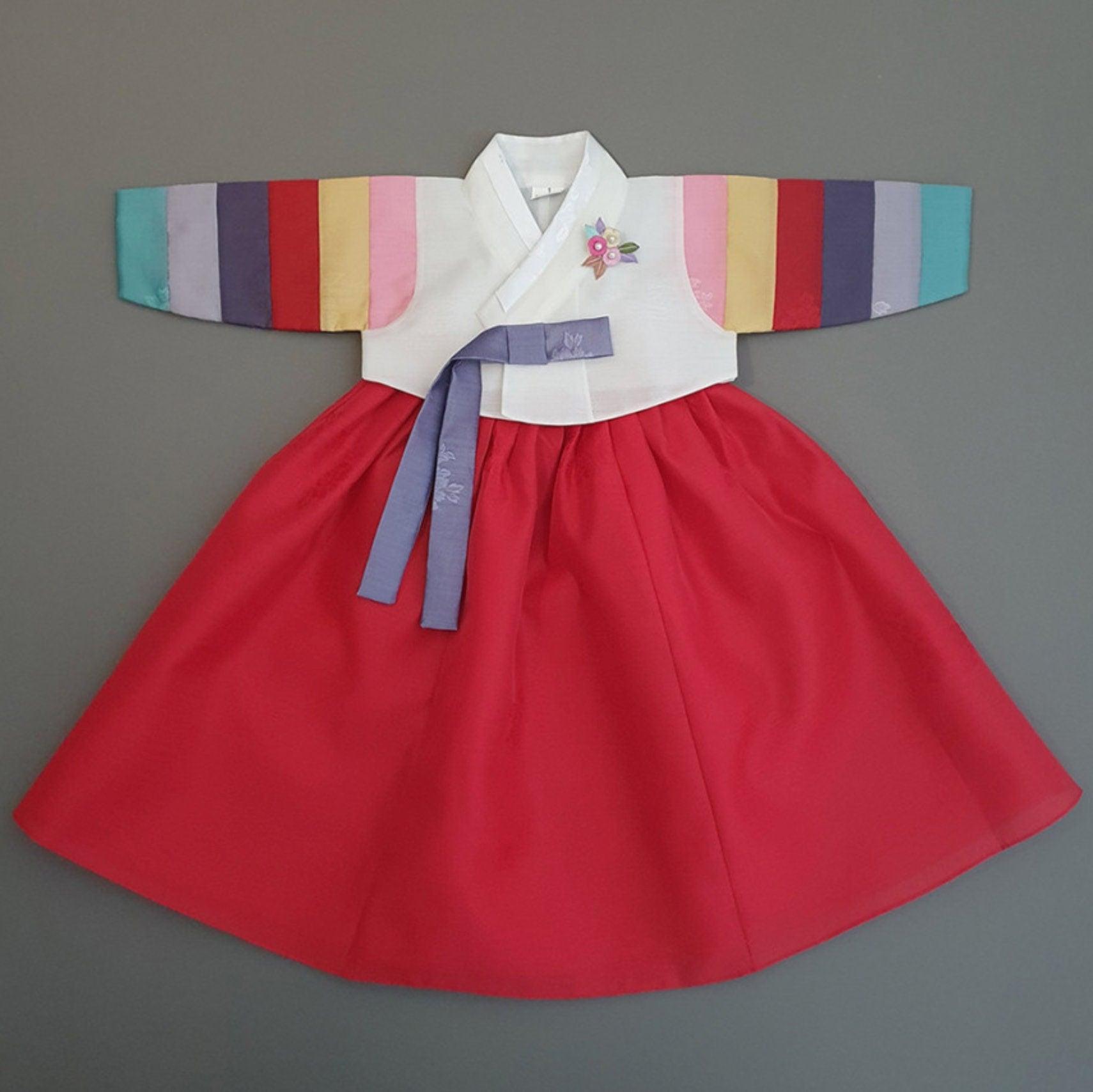 Jeongdam Ivory Red Girl Hanbok (100D-15YR) - Native Korean
