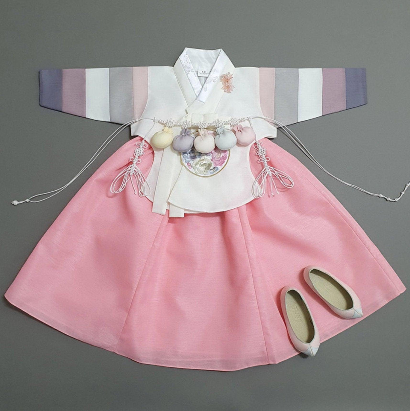 Jinkyoung Dangeui Coral Girl Hanbok (100-15YR) - Native Korean