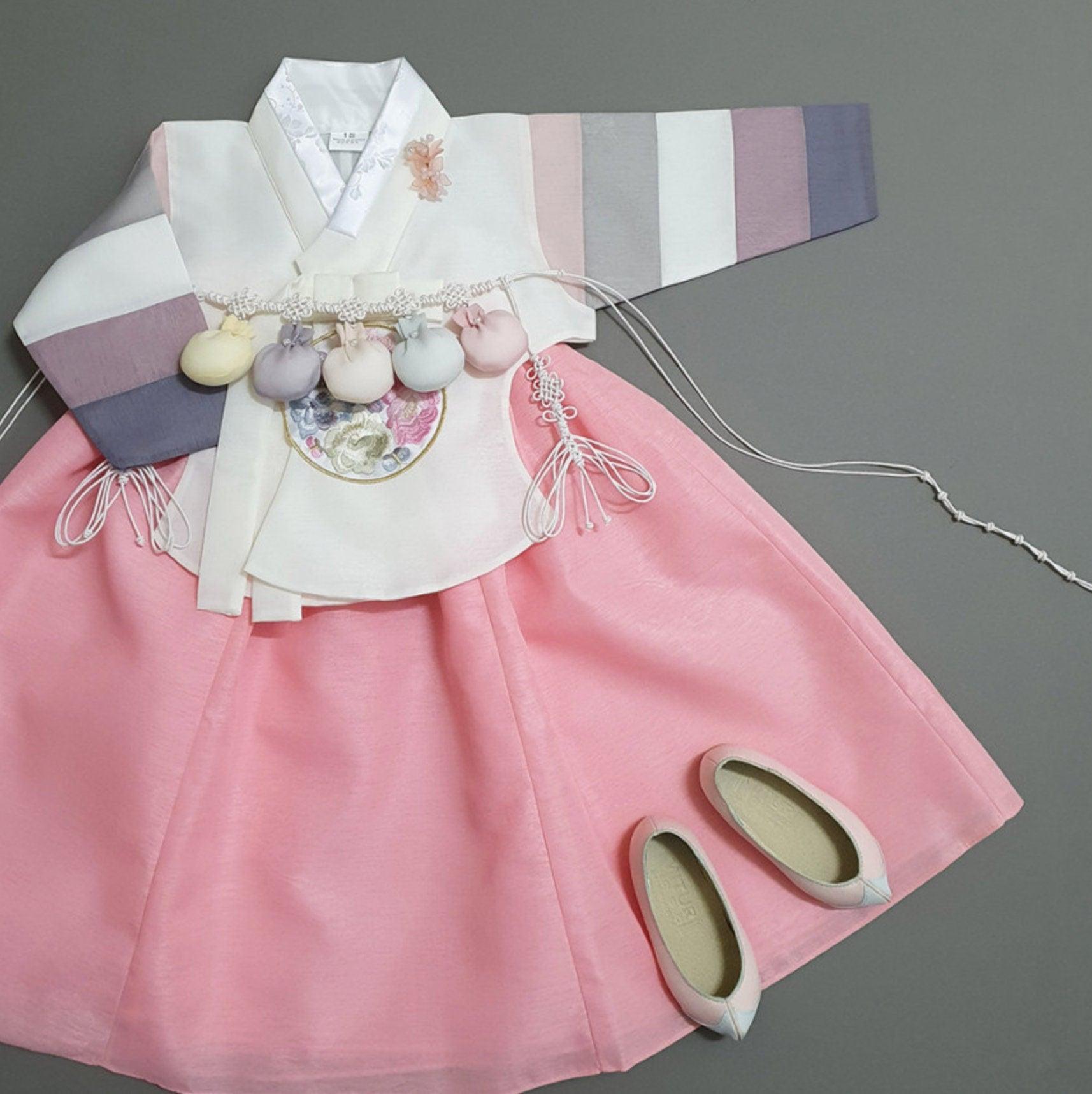 Jinkyoung Dangeui Coral Girl Hanbok (100-15YR) - Native Korean