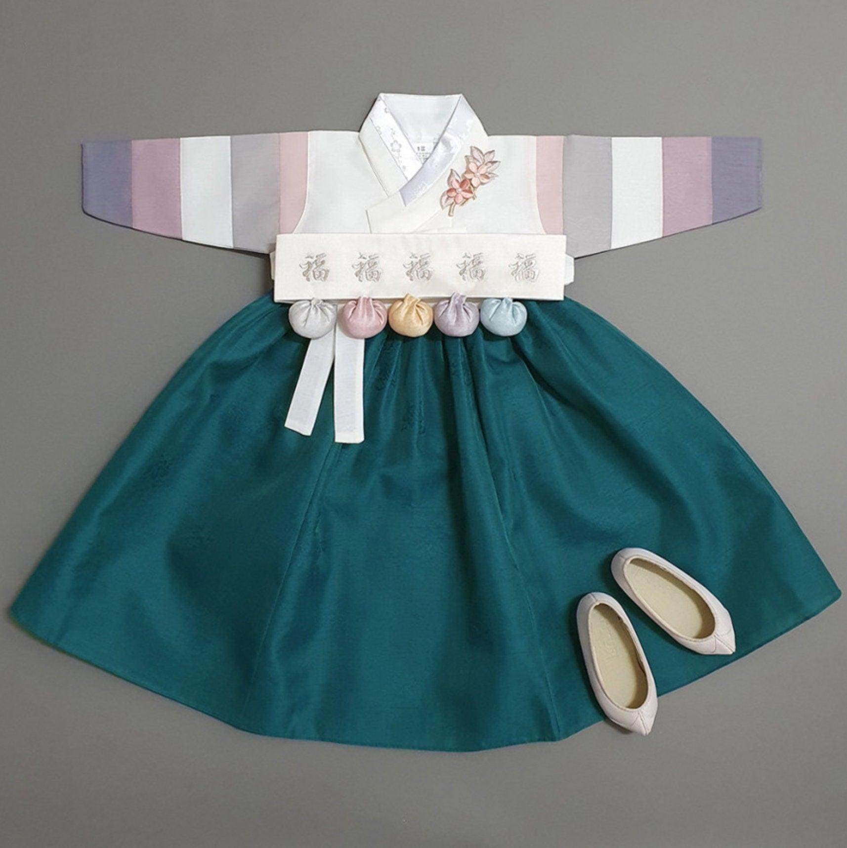 Jinkyoung Jeogori Green Girl Hanbok (100D-15YR) - Native Korean