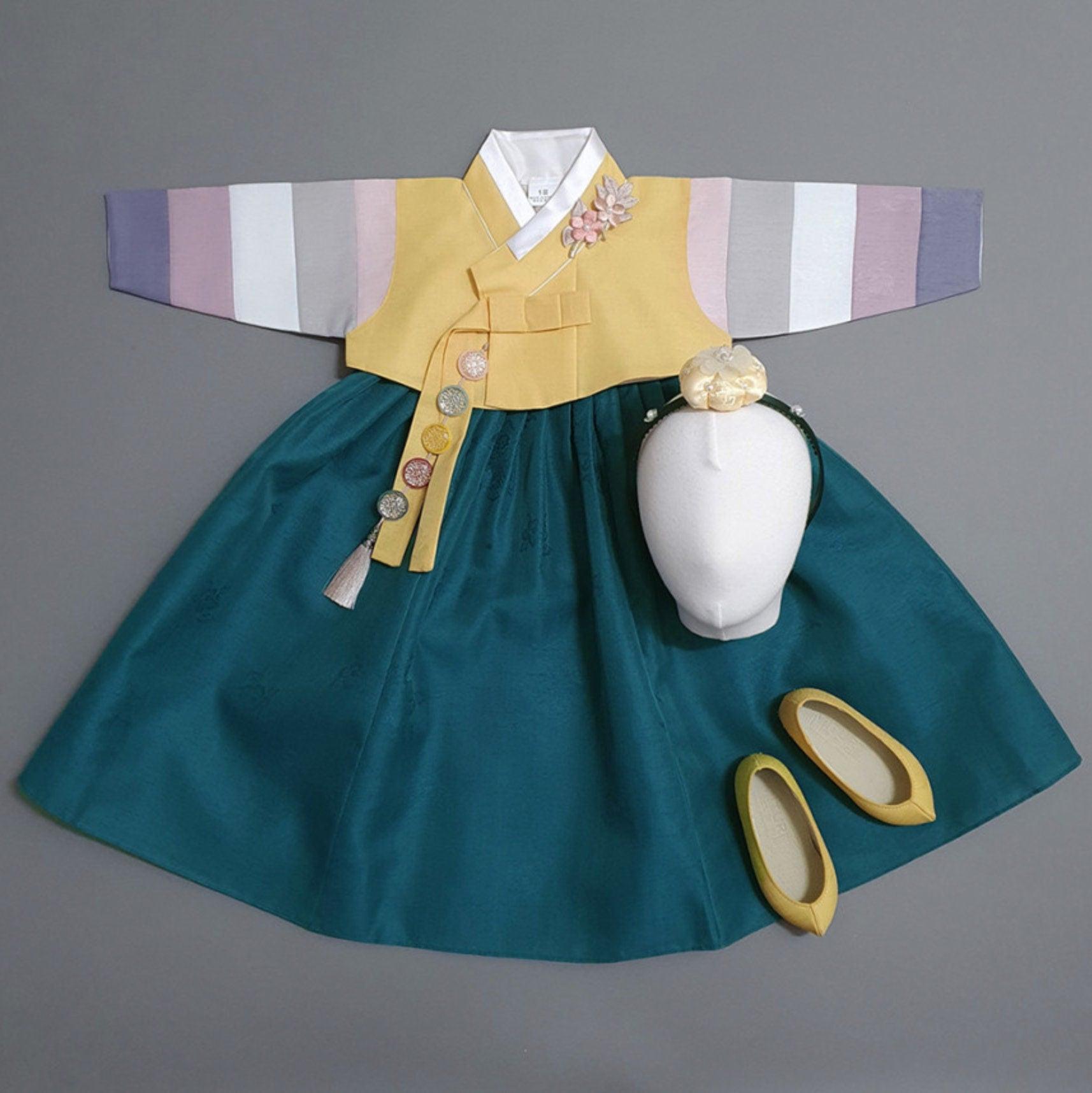 Jinkyoung Jeogori Green Girl Hanbok (100D-15YR) - Native Korean