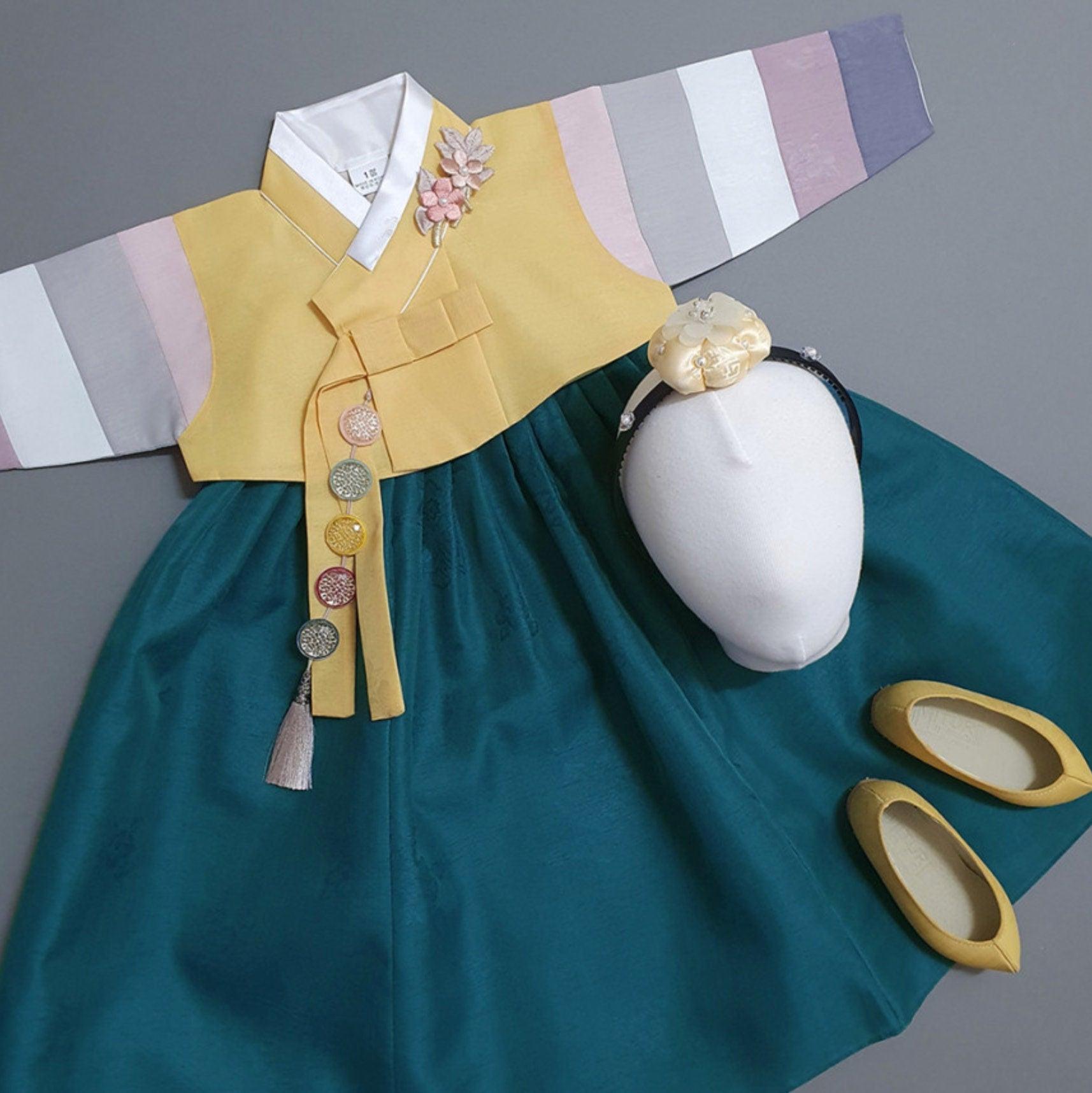 Jinkyoung Jeogori Green Girl Hanbok (100D-15YR) - Native Korean