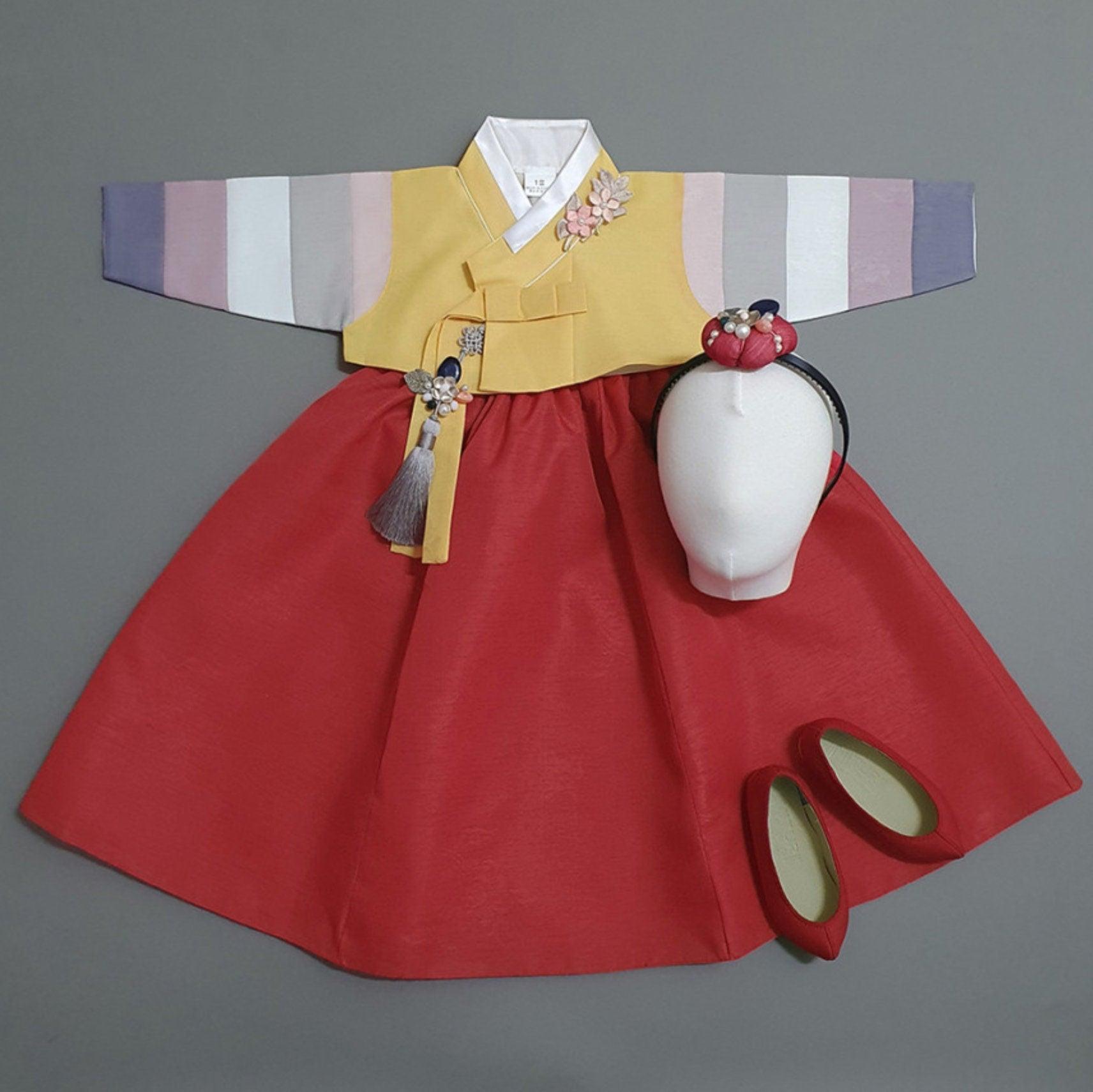 Jinkyoung Jeogori Red Girl Hanbok (100D-15YR) - Native Korean