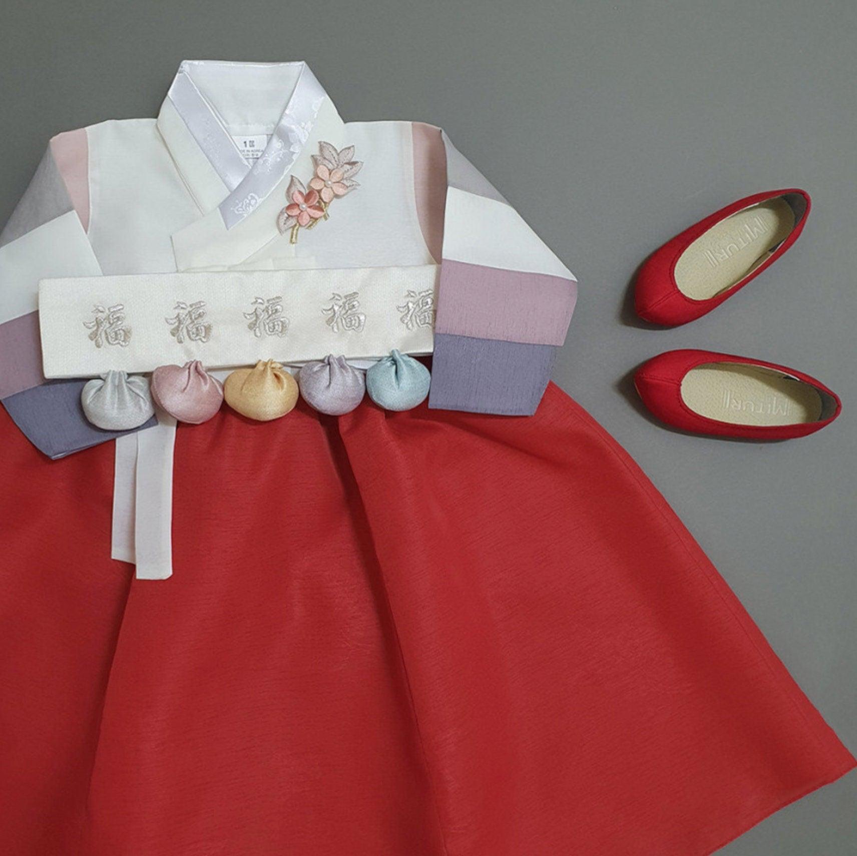 Jinkyoung Jeogori Red Girl Hanbok (100D-15YR) - Native Korean