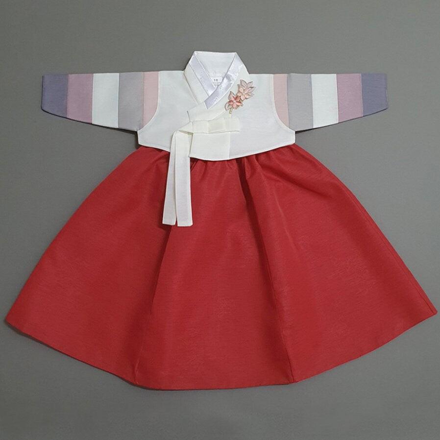 Jinkyoung Jeogori Red Girl Hanbok (100D-15YR) - Native Korean