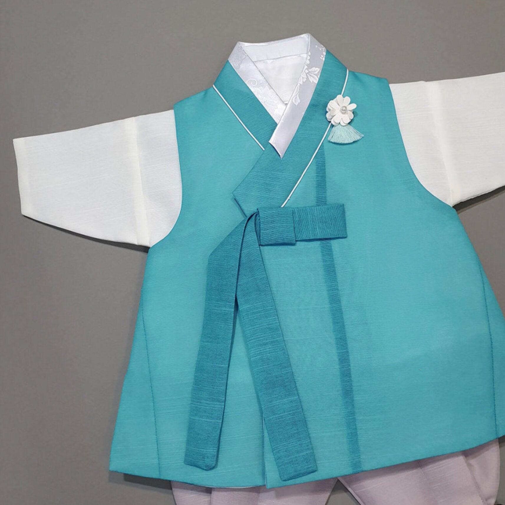 Jungsung Turquoise Boy Hanbok (100D-1YR) - Native Korean