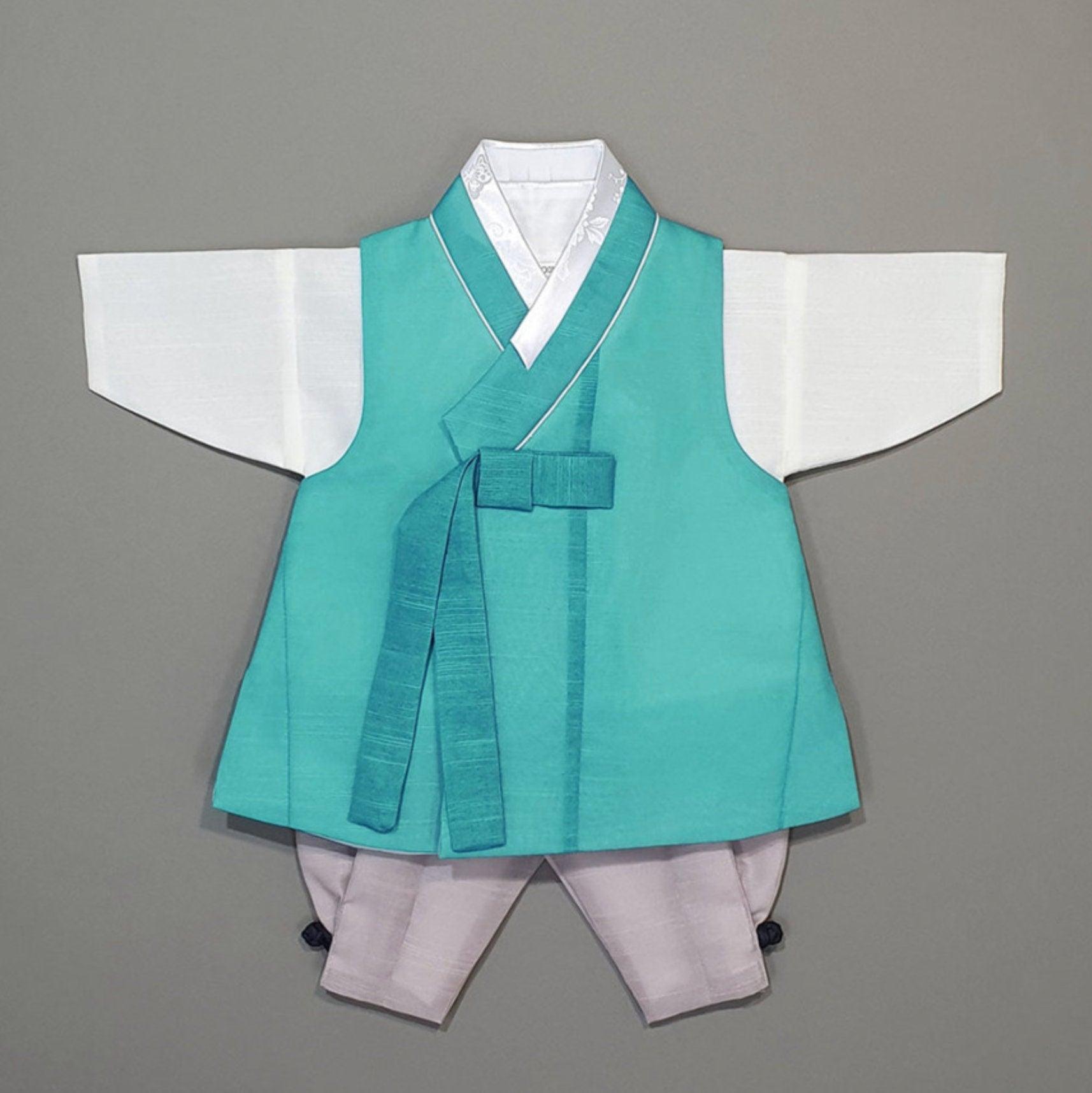 Jungsung Turquoise Boy Hanbok (100D-1YR) - Native Korean