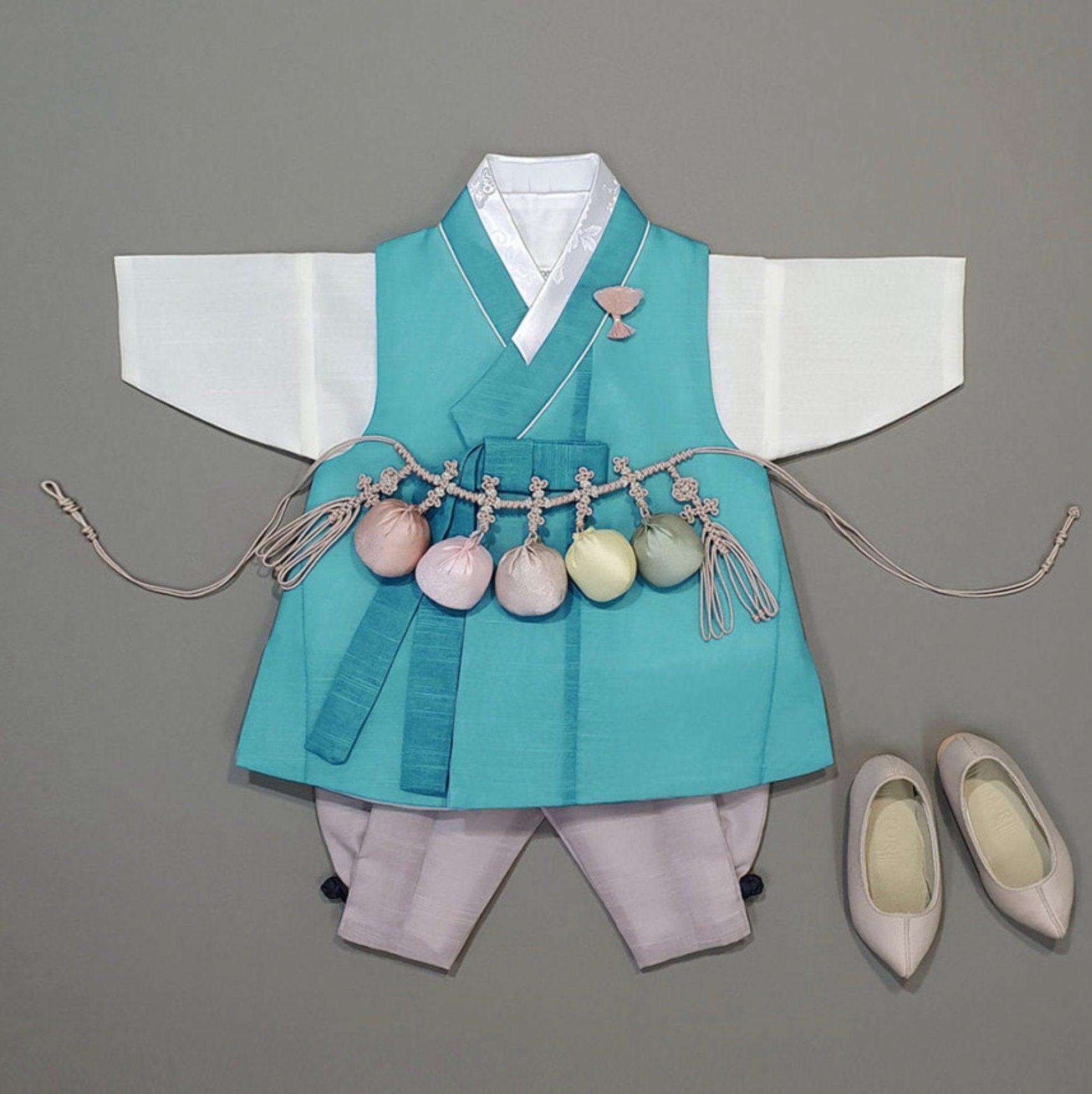 Jungsung Turquoise Boy Hanbok (100D-1YR) - Native Korean