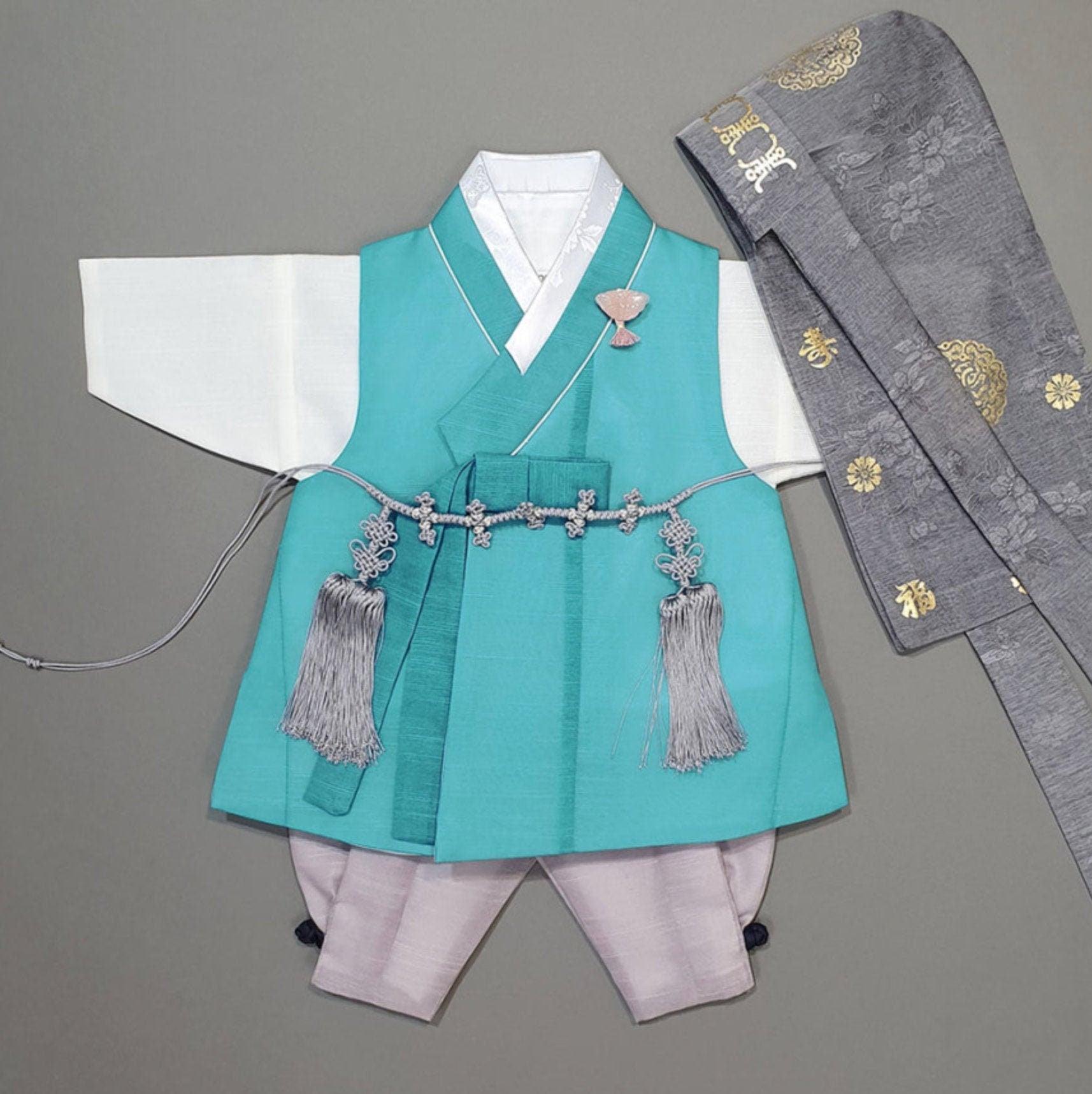 Jungsung Turquoise Boy Hanbok (100D-1YR) - Native Korean