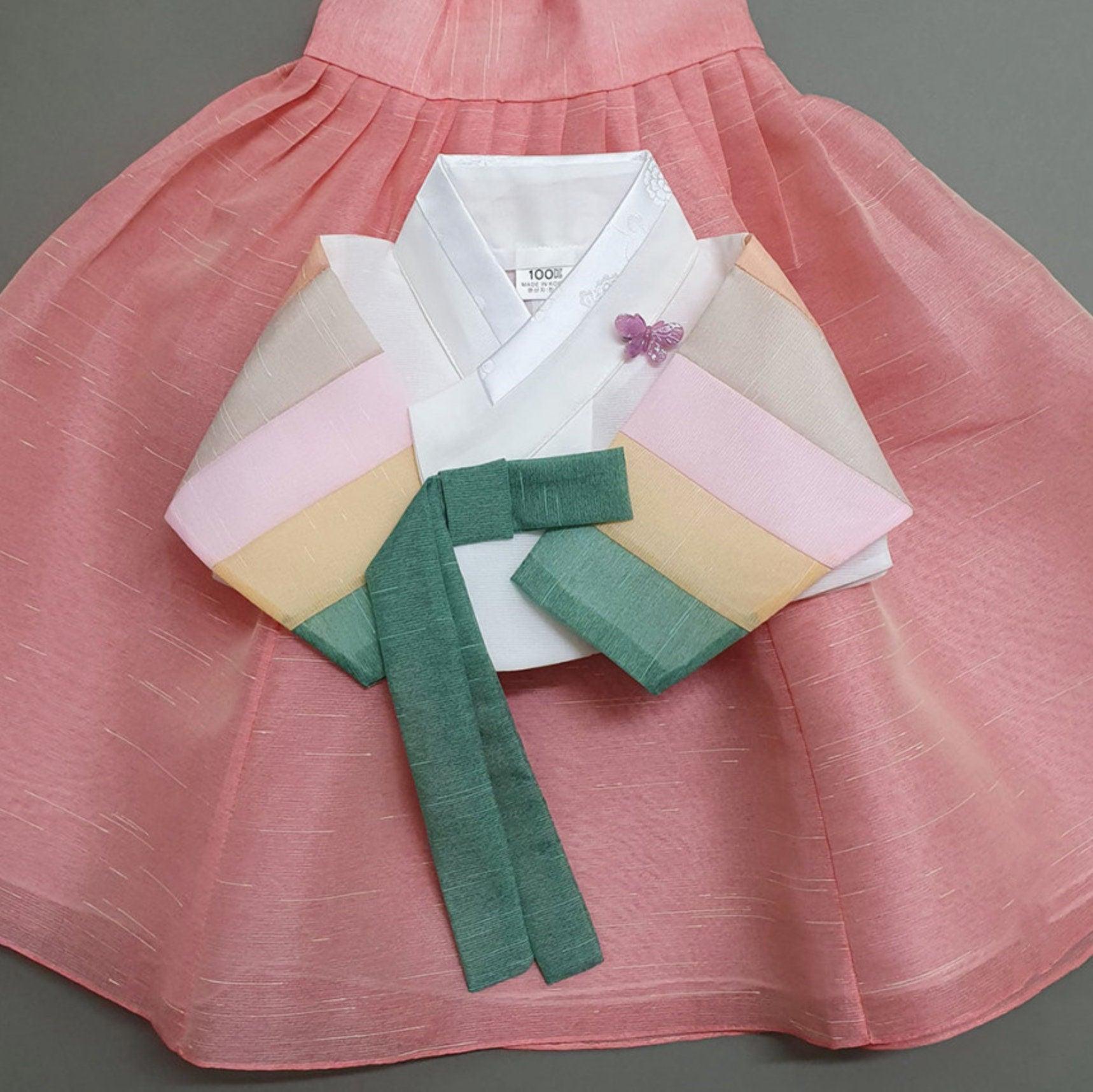 Kahyun Peach White Jeogori Girl Hanbok (100D-15YR) - Native Korean